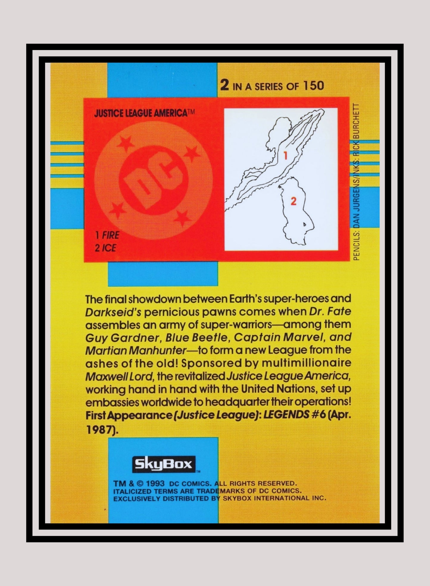 DC! 1x Justice League America - Base (#002 - 1993 Skybox DC Cosmic Teams)