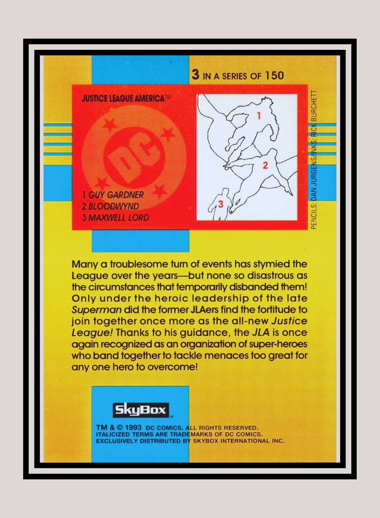 DC! 1x Justice League America - Base (#003 - 1993 Skybox DC Cosmic Teams)