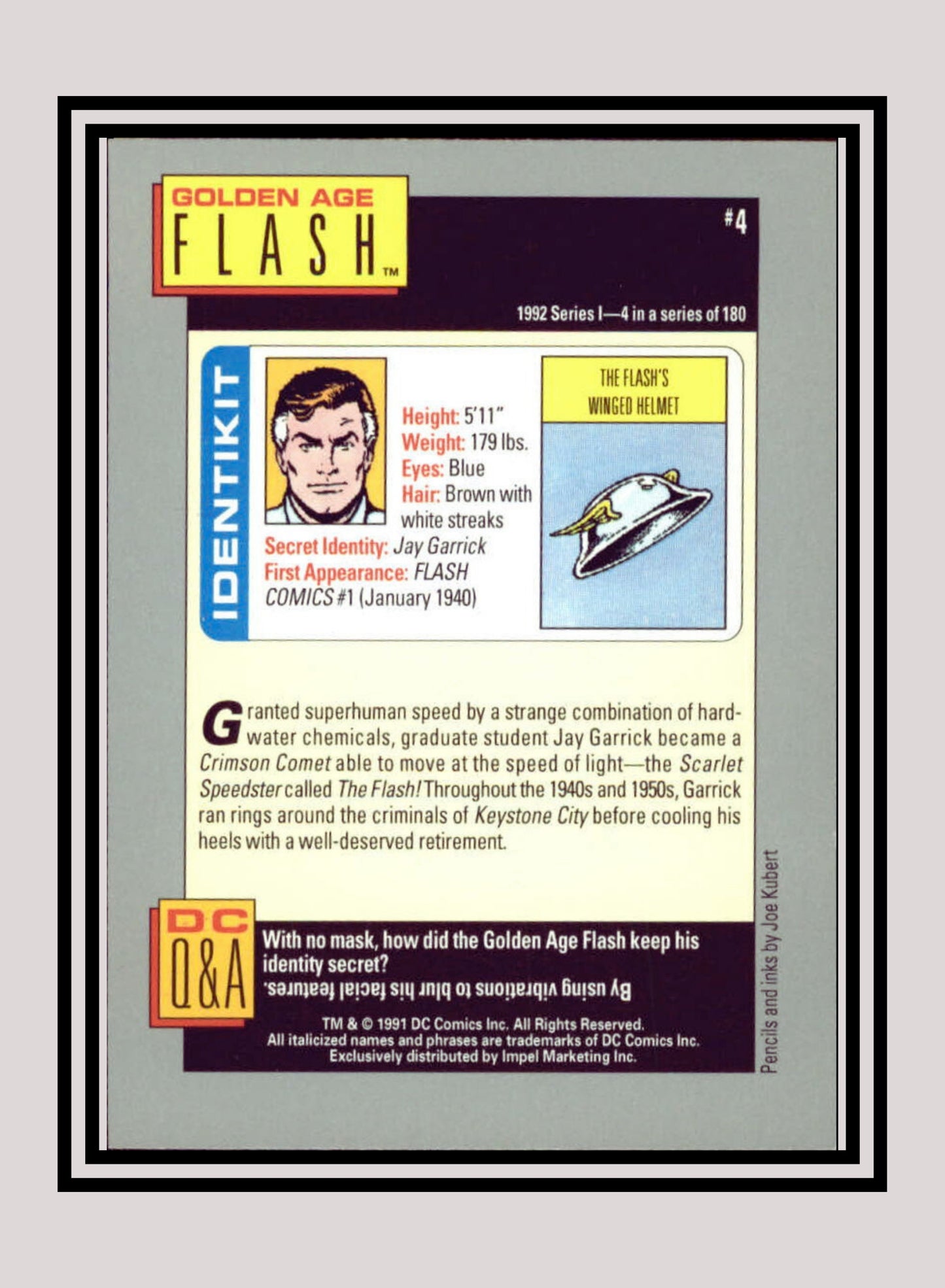 DC! 1x Golden Age Flash - Base (#004 - 1991 Impel DC Cosmic Cards)