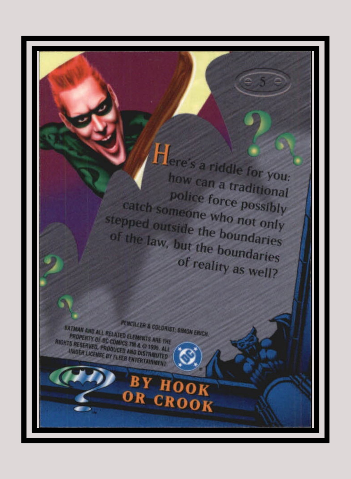 DC! 1x By Hook or Crook - Base Metal (#005 - 1995 Fleer Batman Forever Metal)