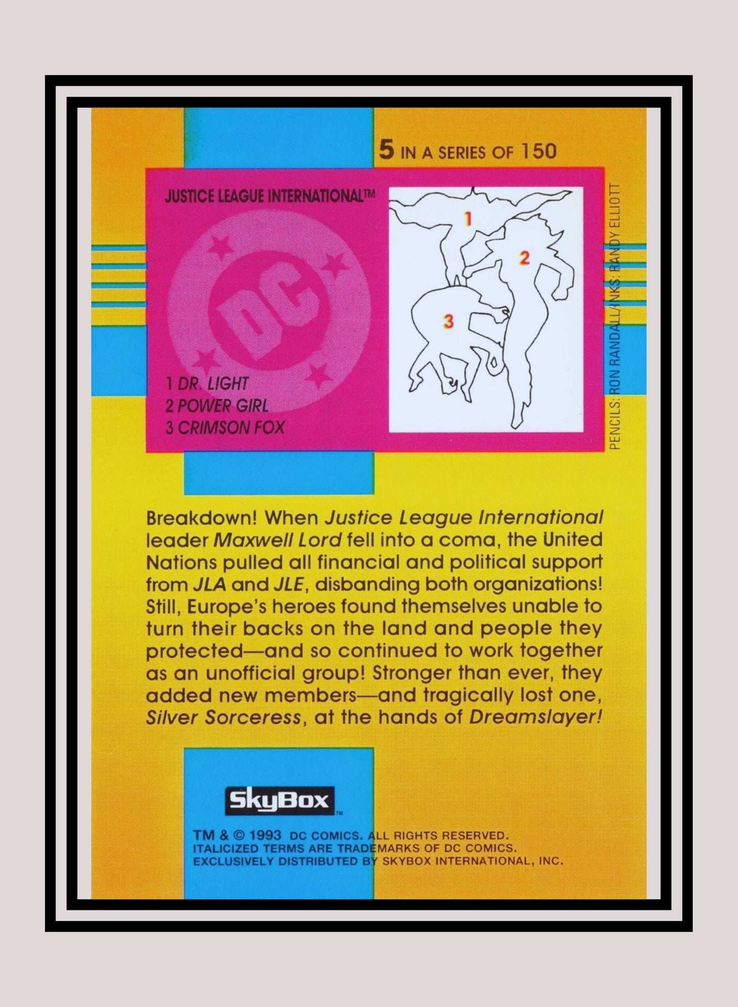 DC! 1x Justice League International - Base (#005 - 1993 Skybox DC Cosmic Teams)