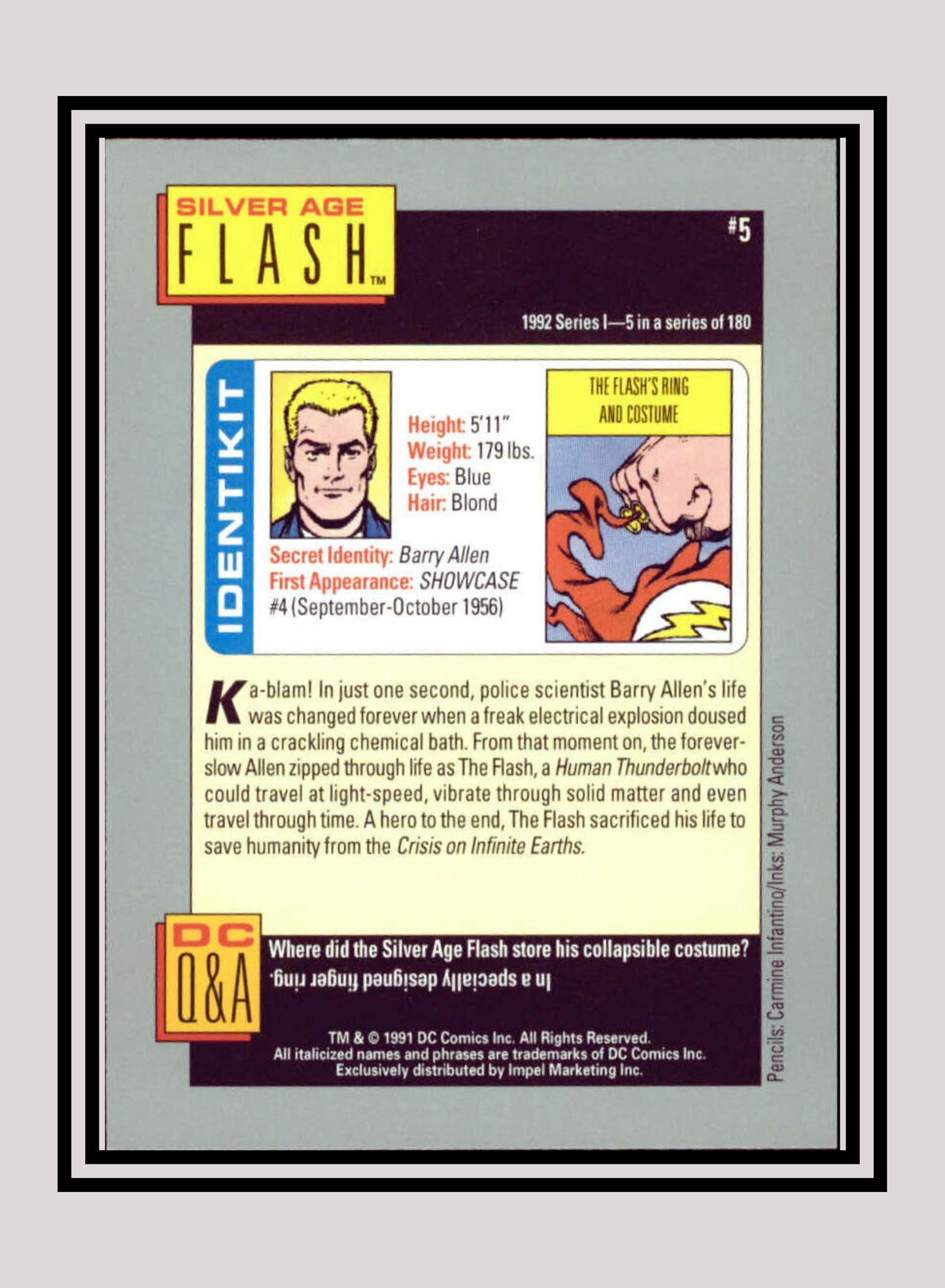 DC! 1x Silver Age Flash - Base (#005 - 1991 Impel DC Cosmic Cards)