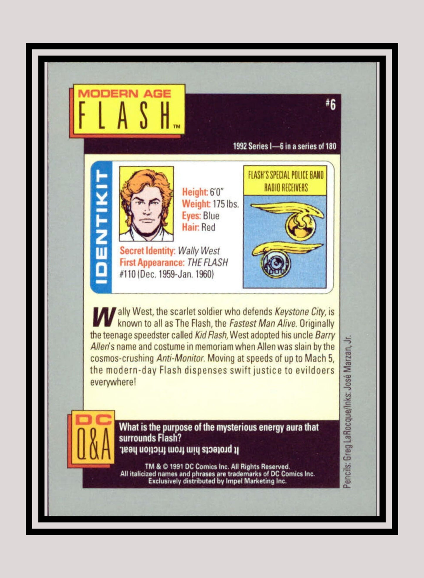 DC! 1x Modern Age Flash - Base (#006 - 1991 Impel DC Cosmic Cards)