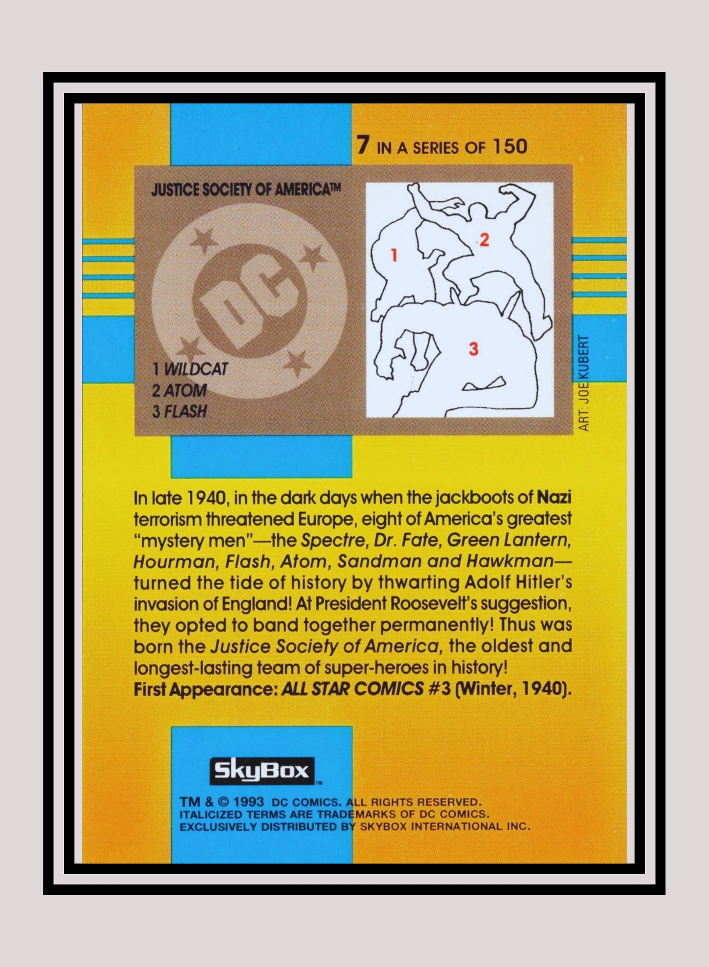 DC! 1x Justice Society of America - Base (#007 - 1993 Skybox DC Cosmic Teams)