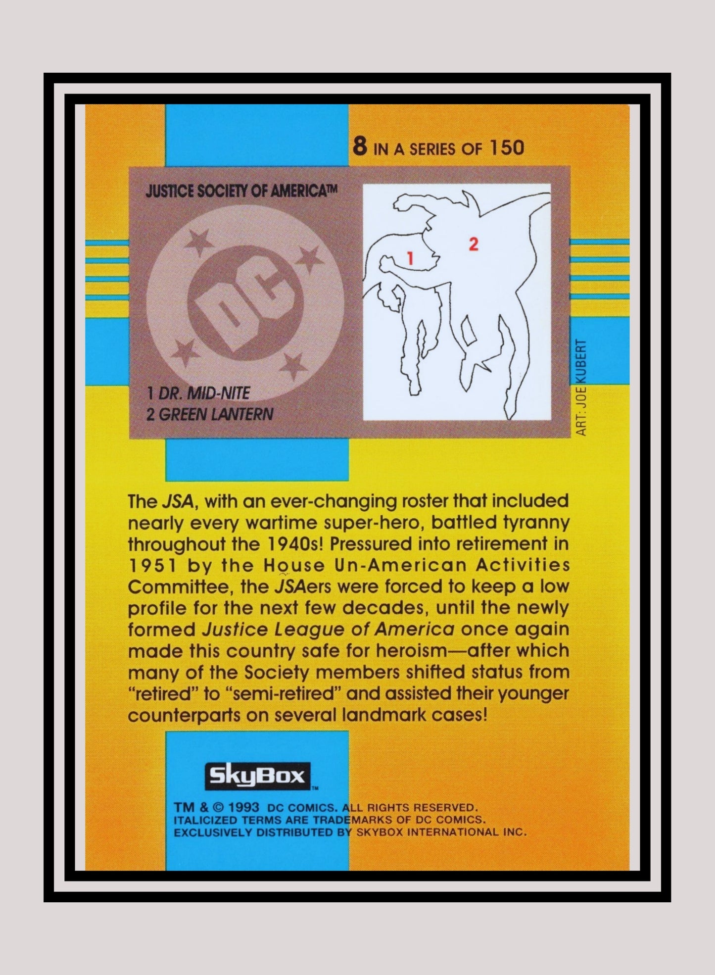 DC! 1x Justice Society of America - Base (#008 - 1993 Skybox DC Cosmic Teams)