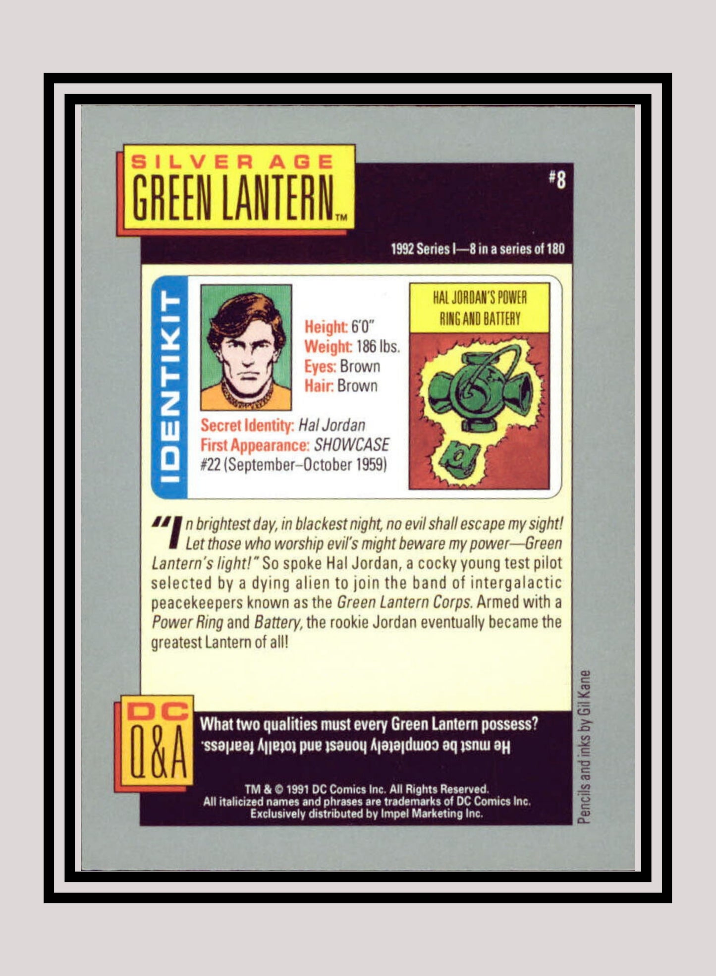 DC! 1x Silver Age Green Lantern - Base (#008 - 1991 Impel DC Cosmic Cards)