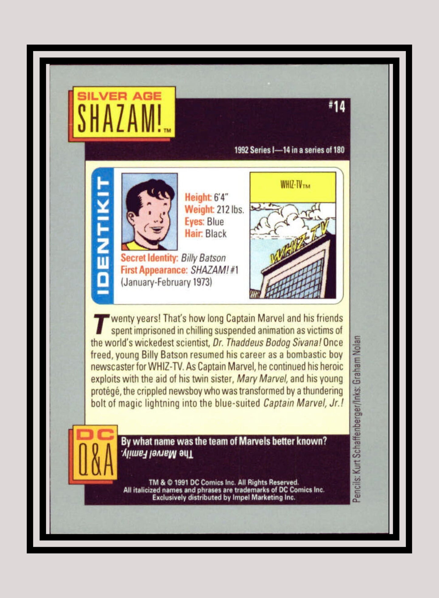 DC! 1x Silver Age Shazam! - Base (#014 - 1991 Impel DC Cosmic Cards)