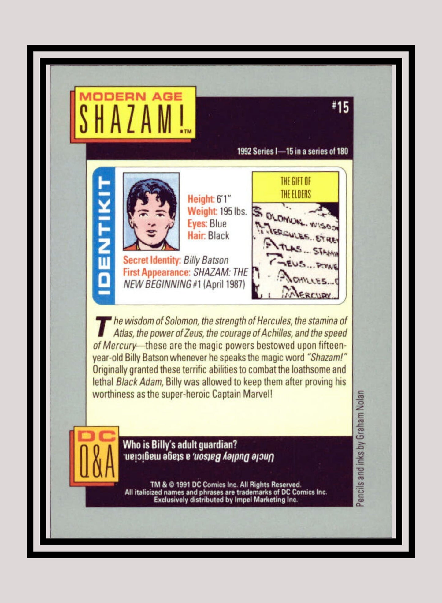 DC! 1x Modern Age Shazam! - Base (#015 - 1991 Impel DC Cosmic Cards)