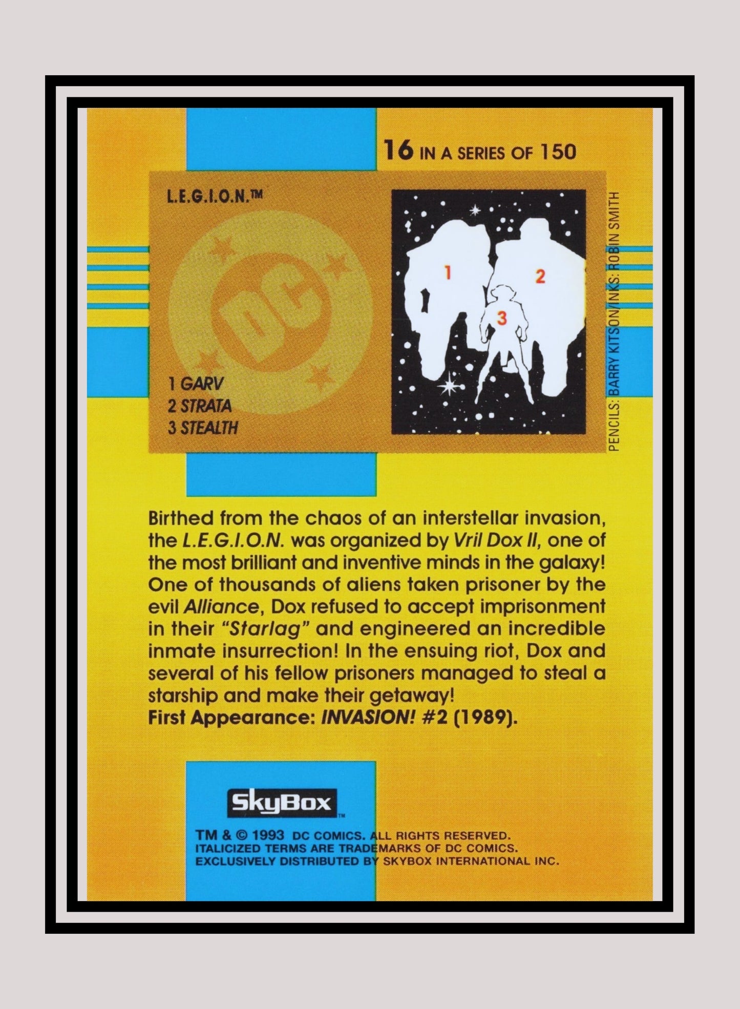 DC! 1x L.E.G.I.O.N - Base (#016 - 1993 Skybox DC Cosmic Teams)