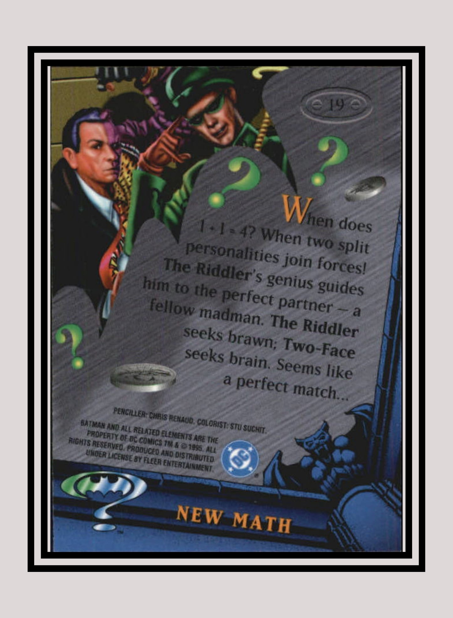 DC! 1x New Math - Base Metal (#019 - 1995 Fleer Batman Forever Metal)