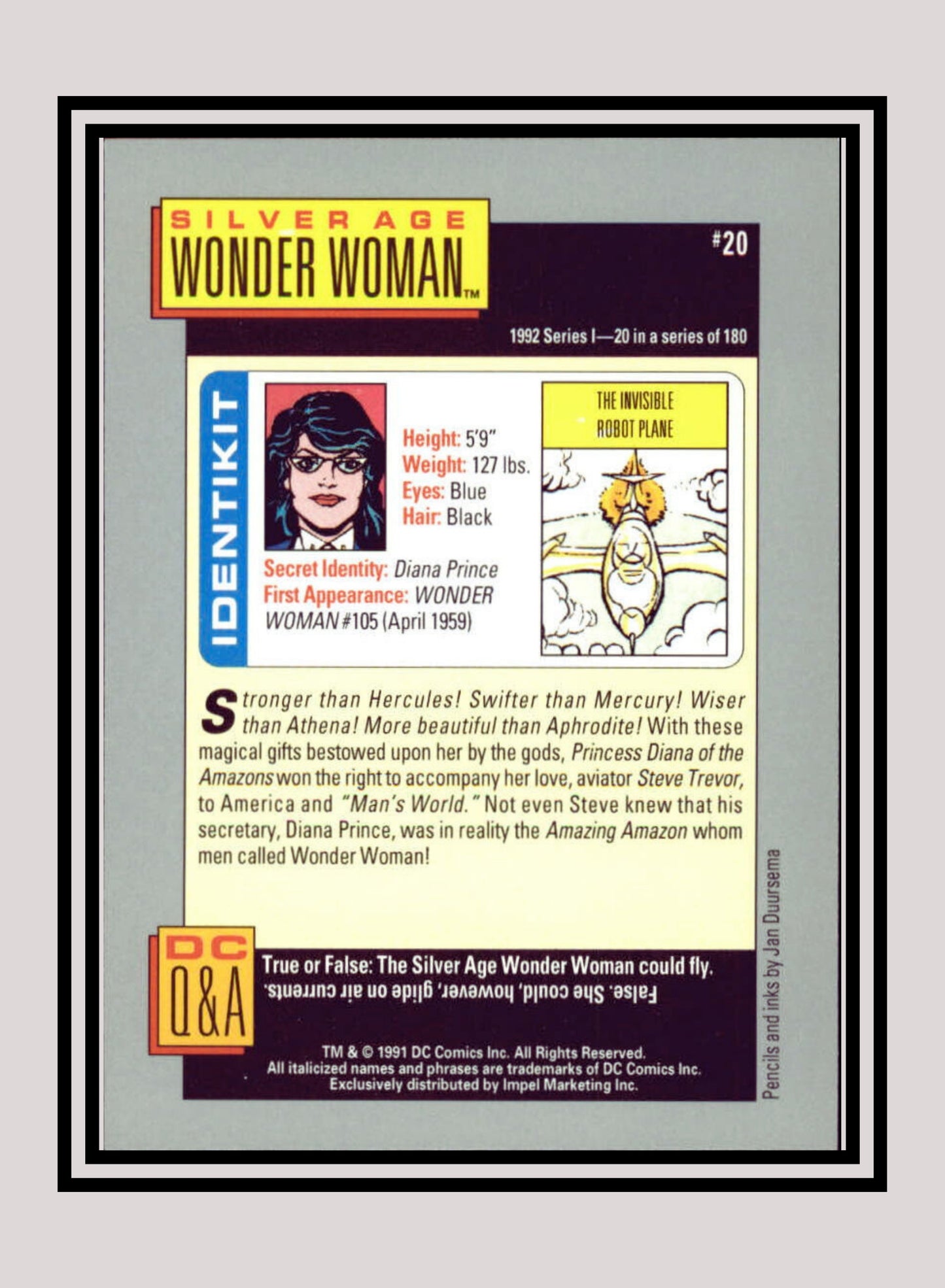 DC! 1x Silver Age Wonder Woman - Base (#020 - 1991 Impel DC Cosmic Cards)