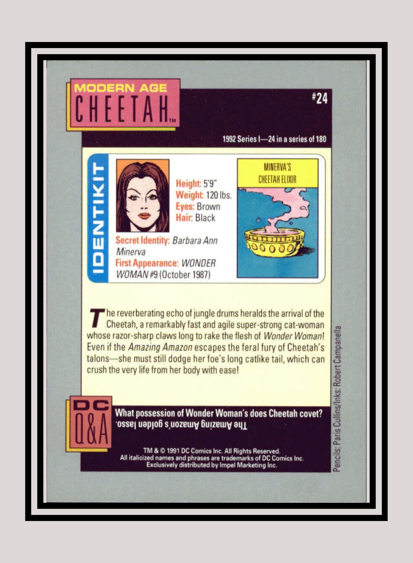 DC! 1x Modern Age Cheetah - Base (#024 - 1991 Impel DC Cosmic Cards)