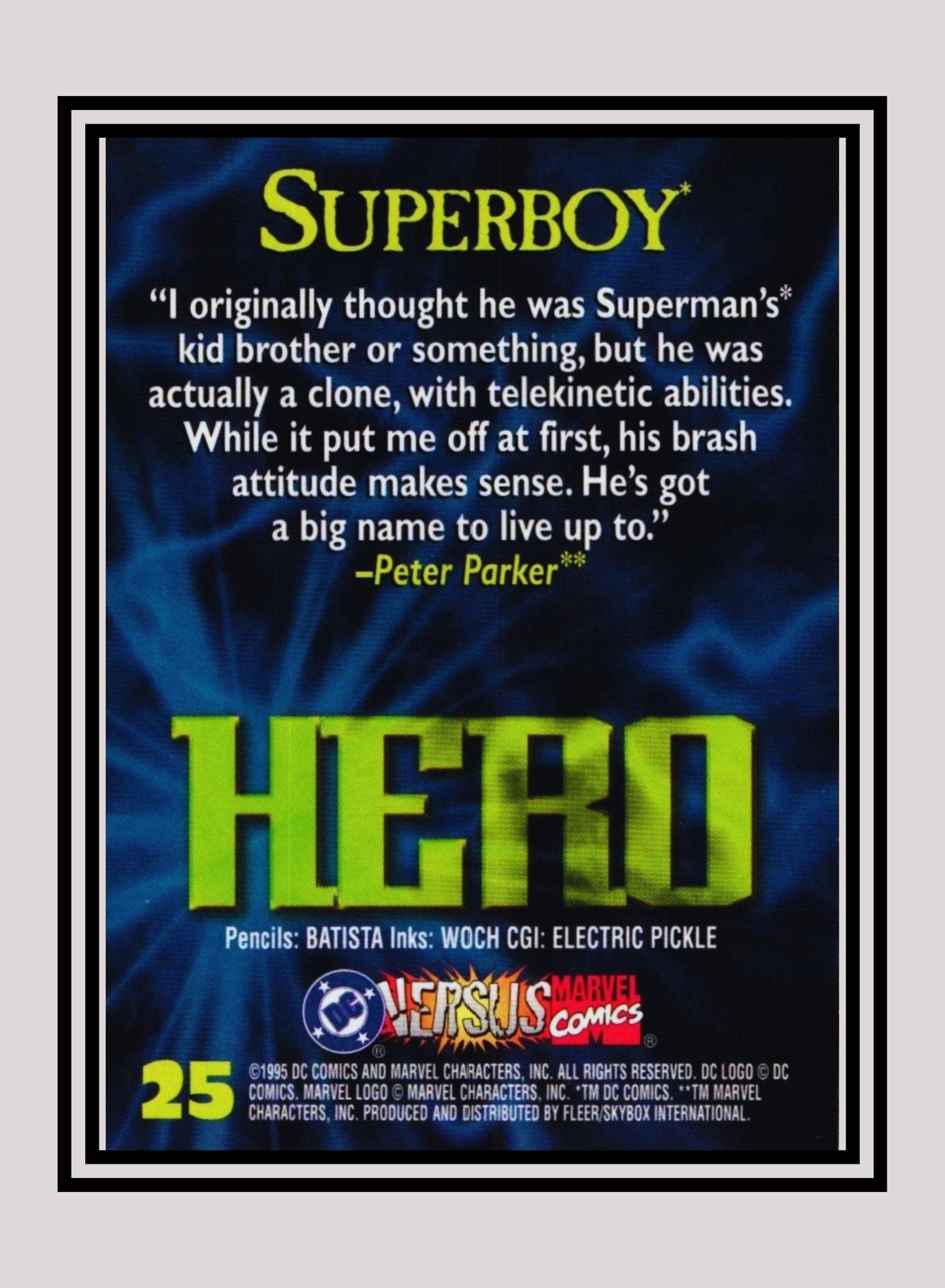 Marvel! 1x Superboy - Base (#025 - 1995 Fleer DC vs. Marvel Comics)