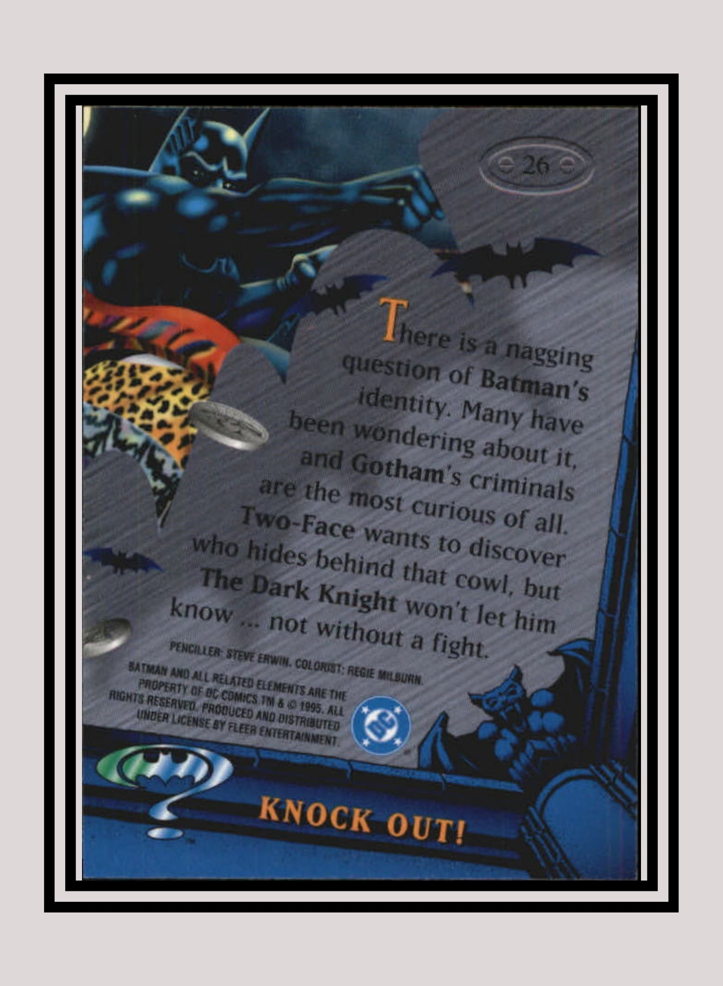 DC! 1x Knock Out! - Base Metal (#026 - 1995 Fleer Batman Forever Metal)
