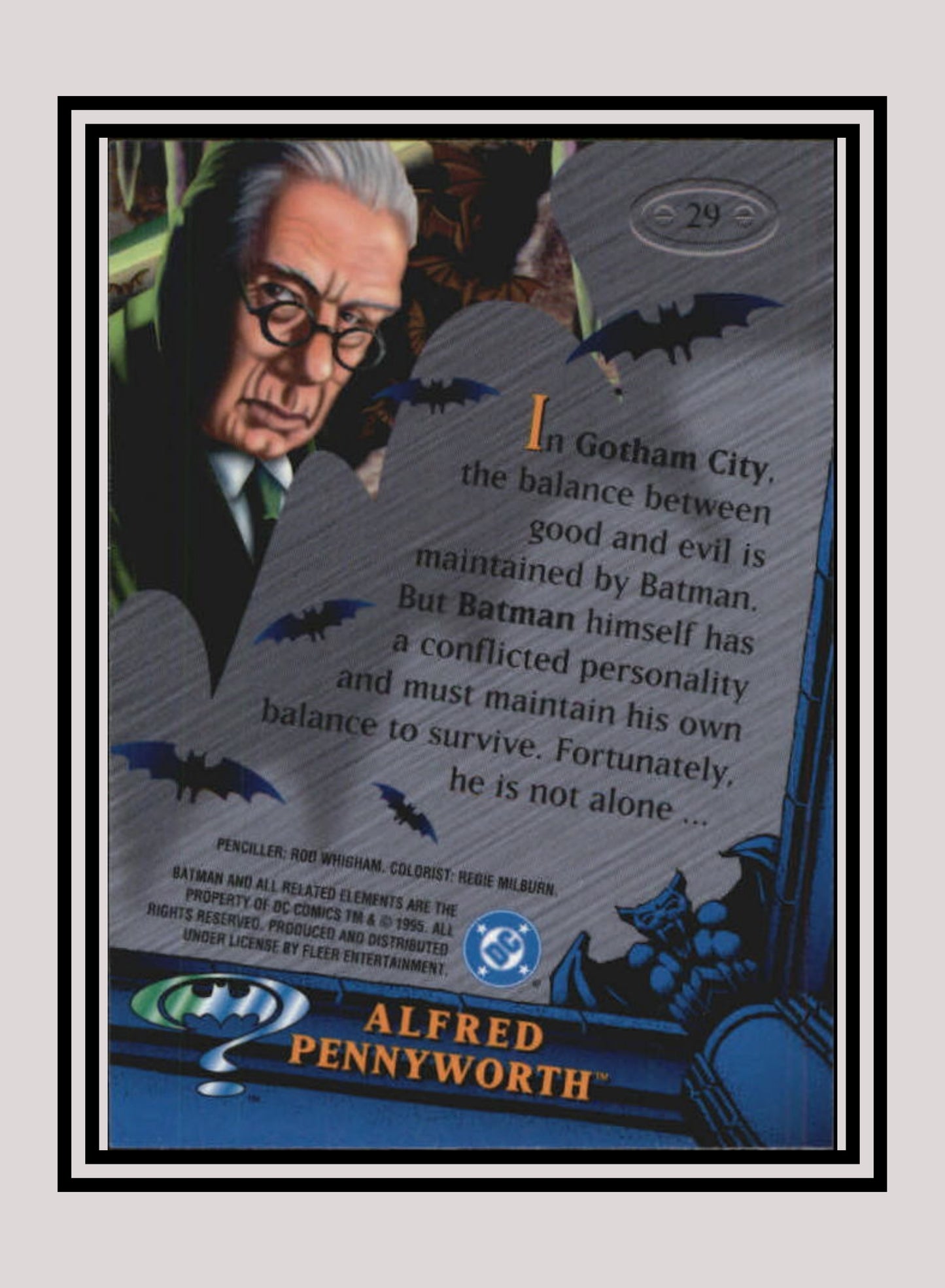 DC! 1x Alfred Pennyworth - Base Metal (#029 - 1995 Fleer Batman Forever Metal)