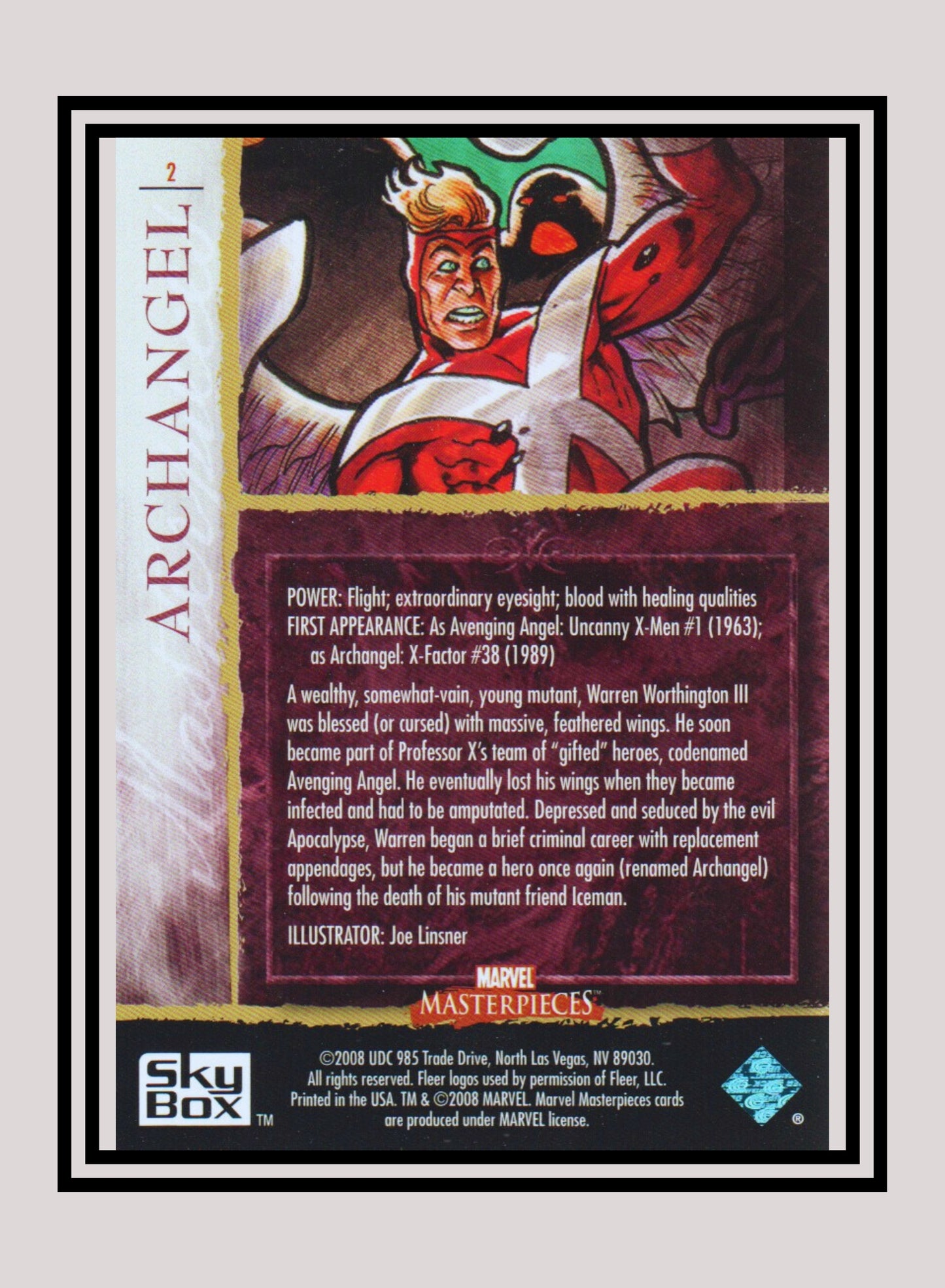 Marvel! 1x Archangel - Base (#02 - 2008 Upper Deck Marvel Masterpieces Series 2)