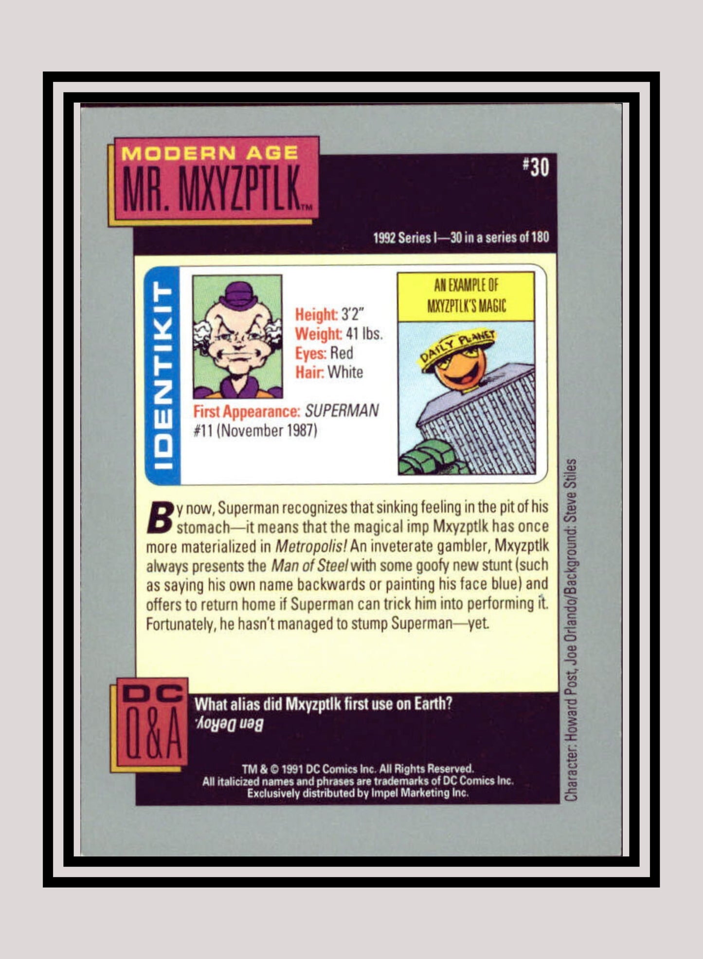 DC! 1x Modern Age Mr. Mxyztplk - Base (#030 - 1991 Impel DC Cosmic Cards)