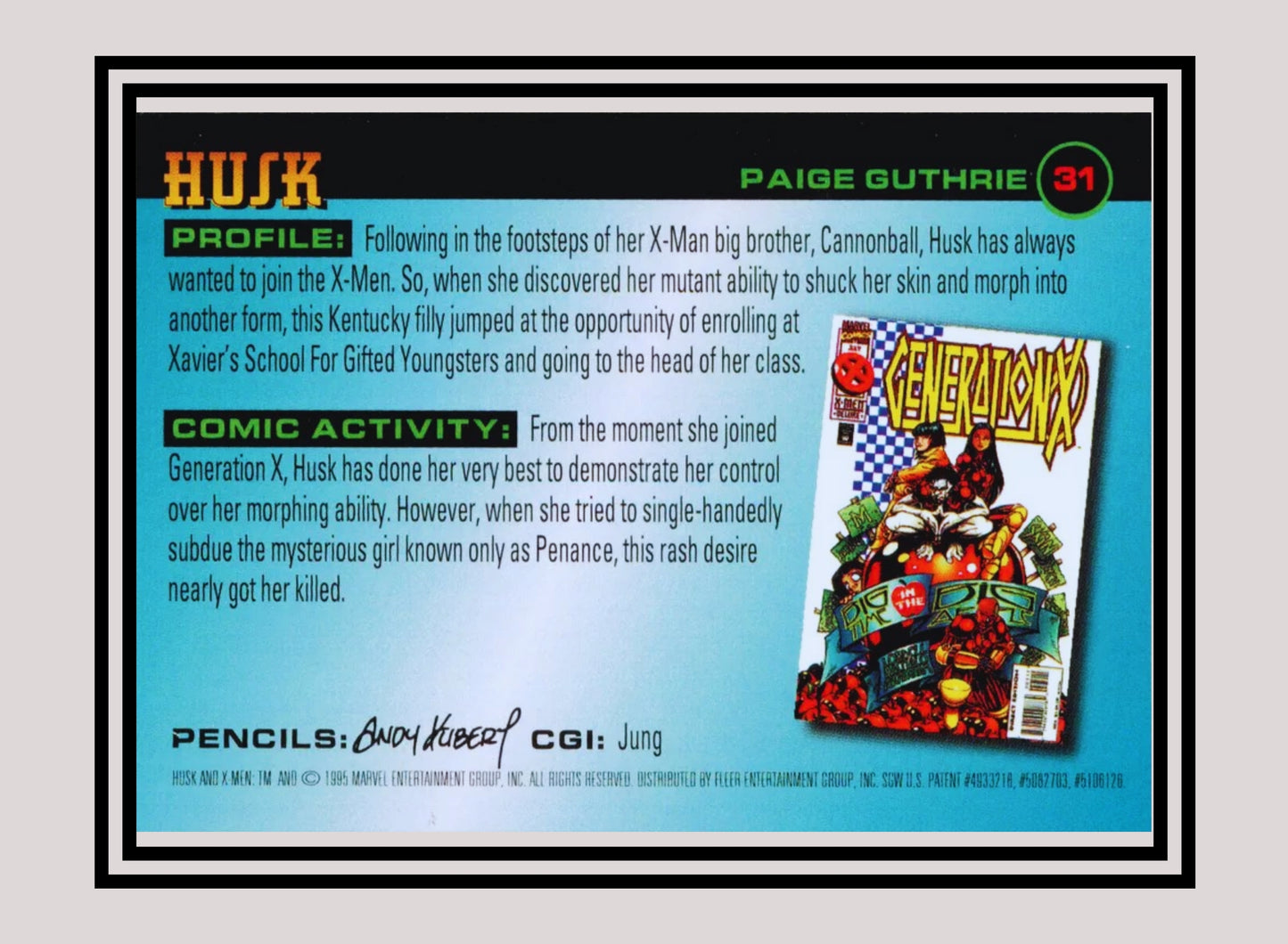 Marvel! 1x Husk - Base (#031 - 1996 Fleer X Men)