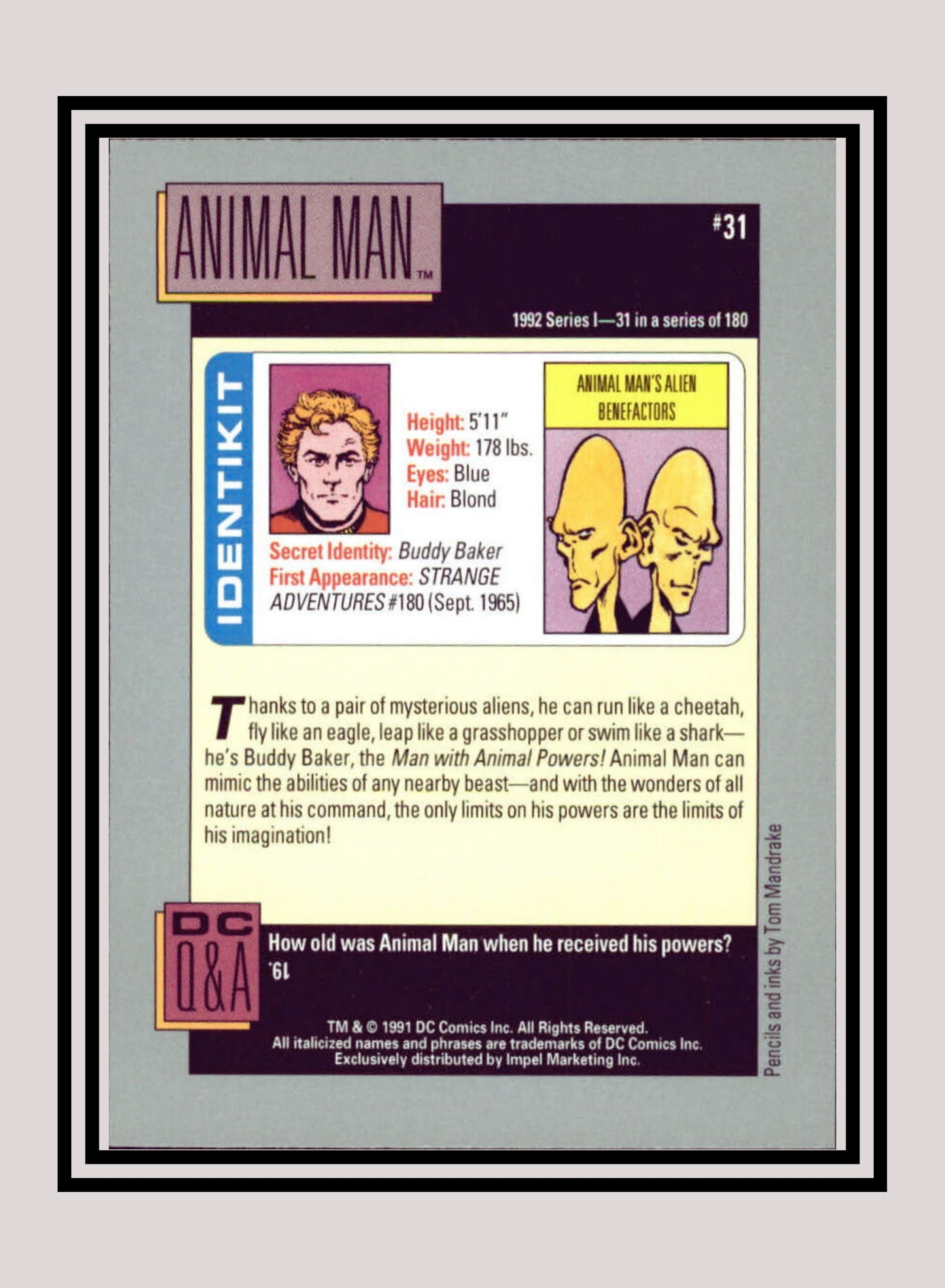 DC! 1x Animal Man - Base (#031 - 1991 Impel DC Cosmic Cards)
