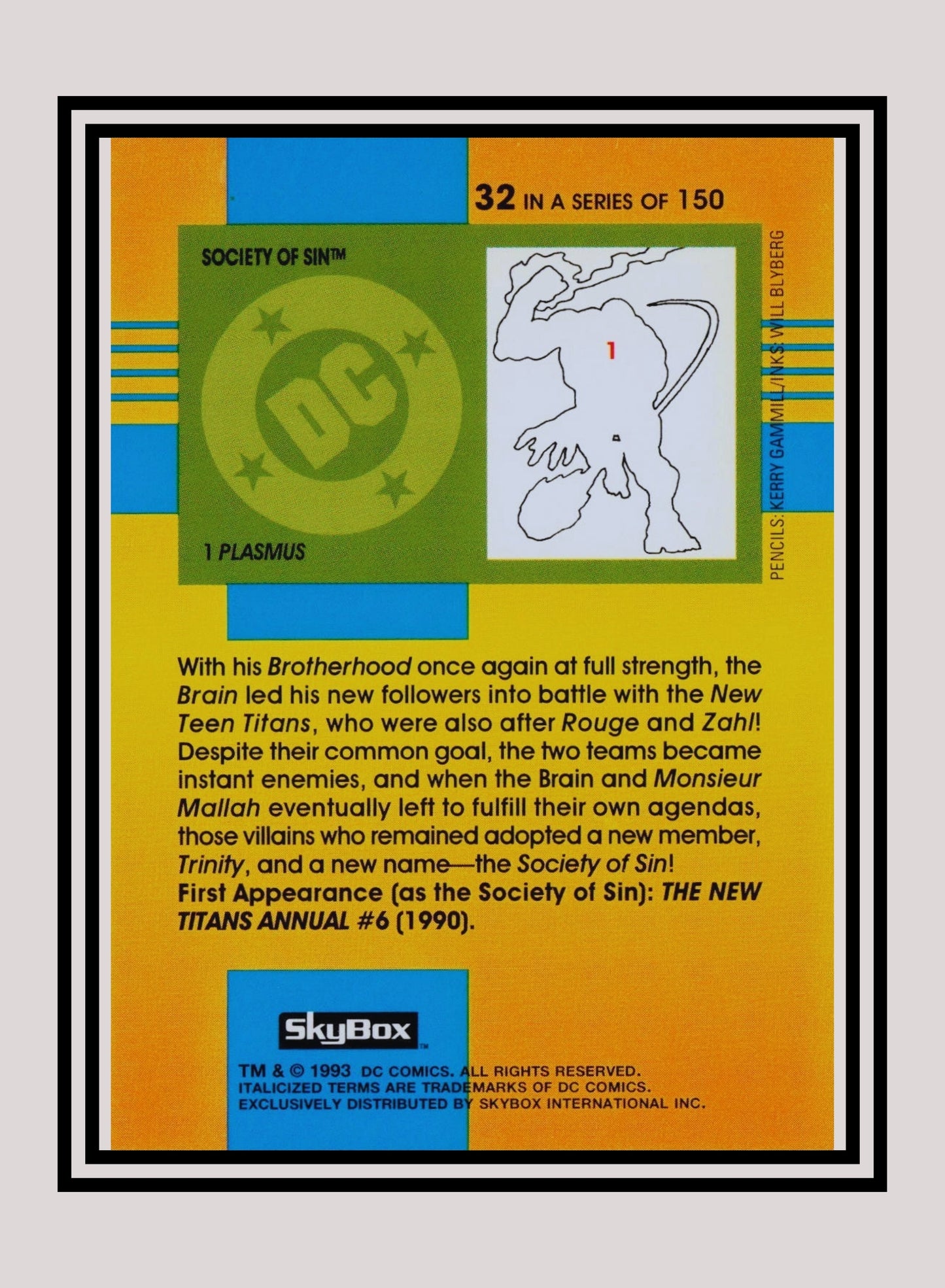 DC! 1x Society of Sin - Base (#032 - 1993 Skybox DC Cosmic Teams)