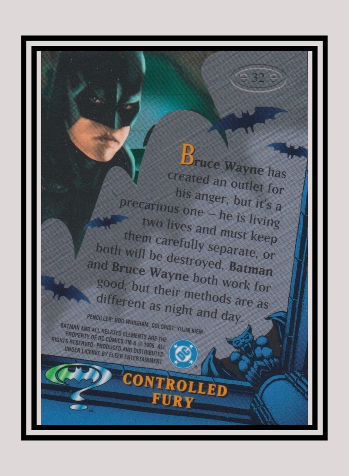 DC! 1x Controlled Fury - Base Metal (#032 - 1995 Fleer Batman Forever Metal)