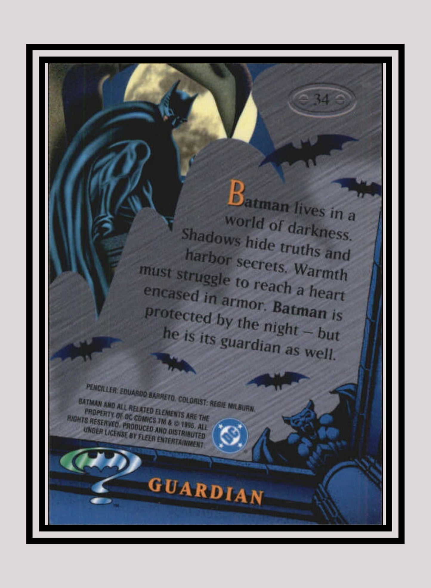 DC! 1x Guardian - Base Metal (#034 - 1995 Fleer Batman Forever Metal)