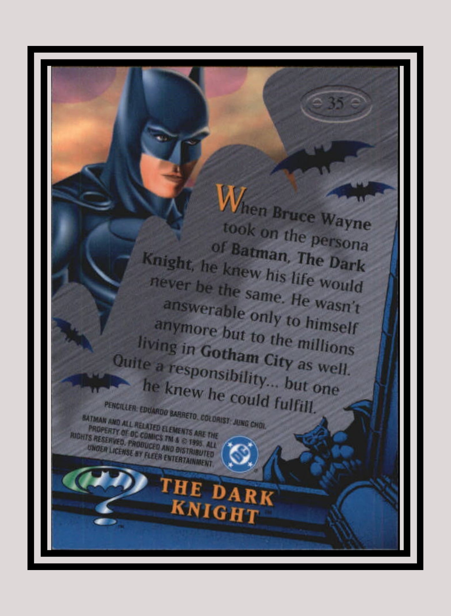 DC! 1x The Dark Night - Base Metal (#035 - 1995 Fleer Batman Forever Metal)