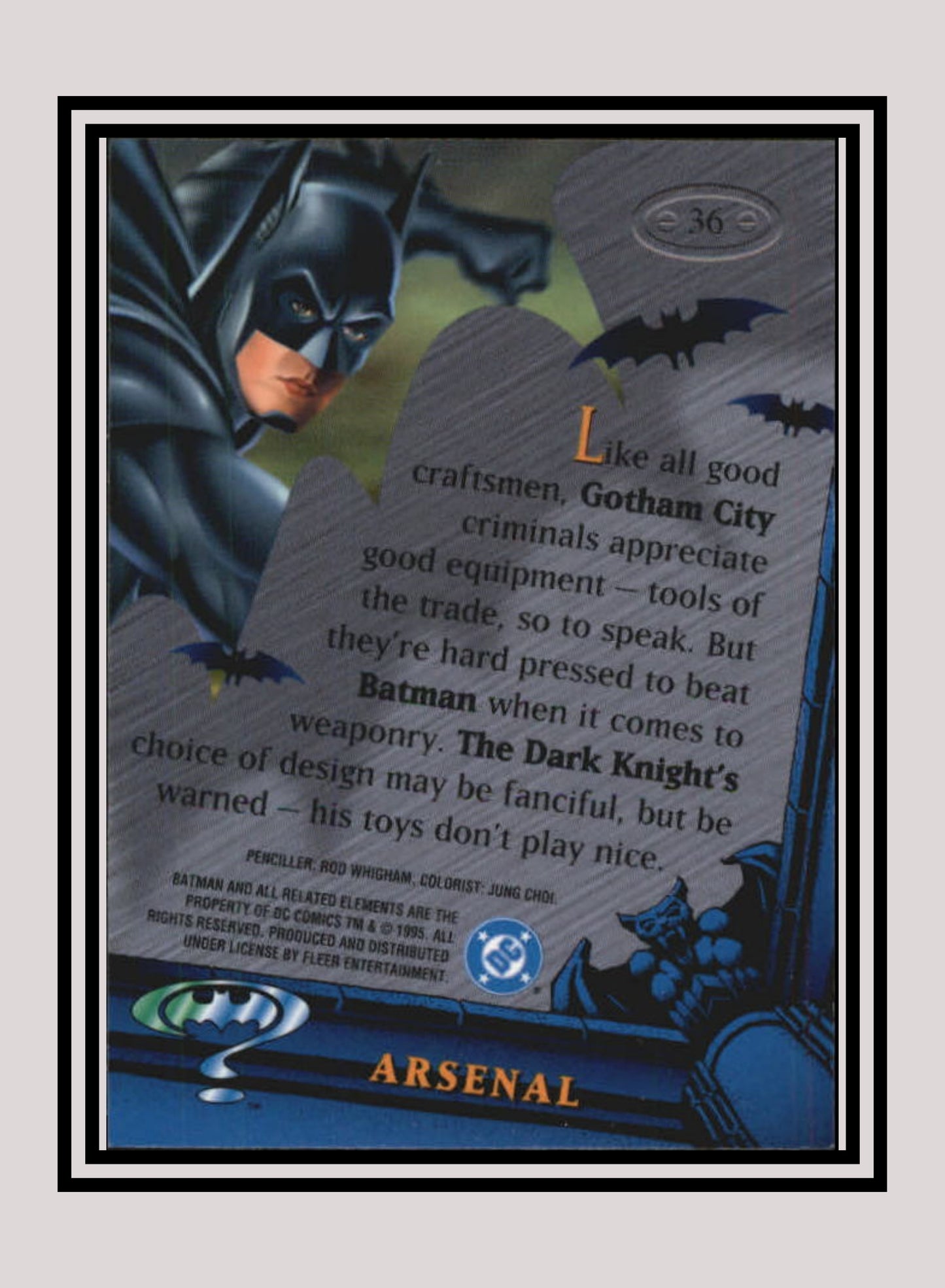 DC! 1x Arsenal - Base Metal (#036 - 1995 Fleer Batman Forever Metal)
