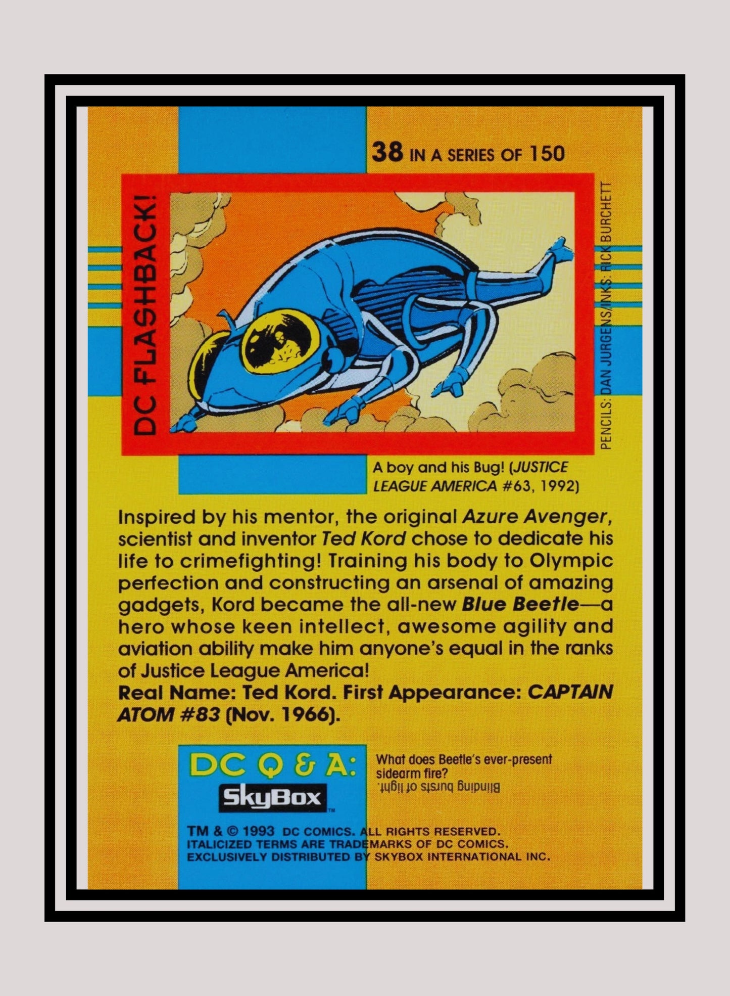 DC! 1x Blue Beetle - Base (#038 - 1993 Skybox DC Cosmic Teams)