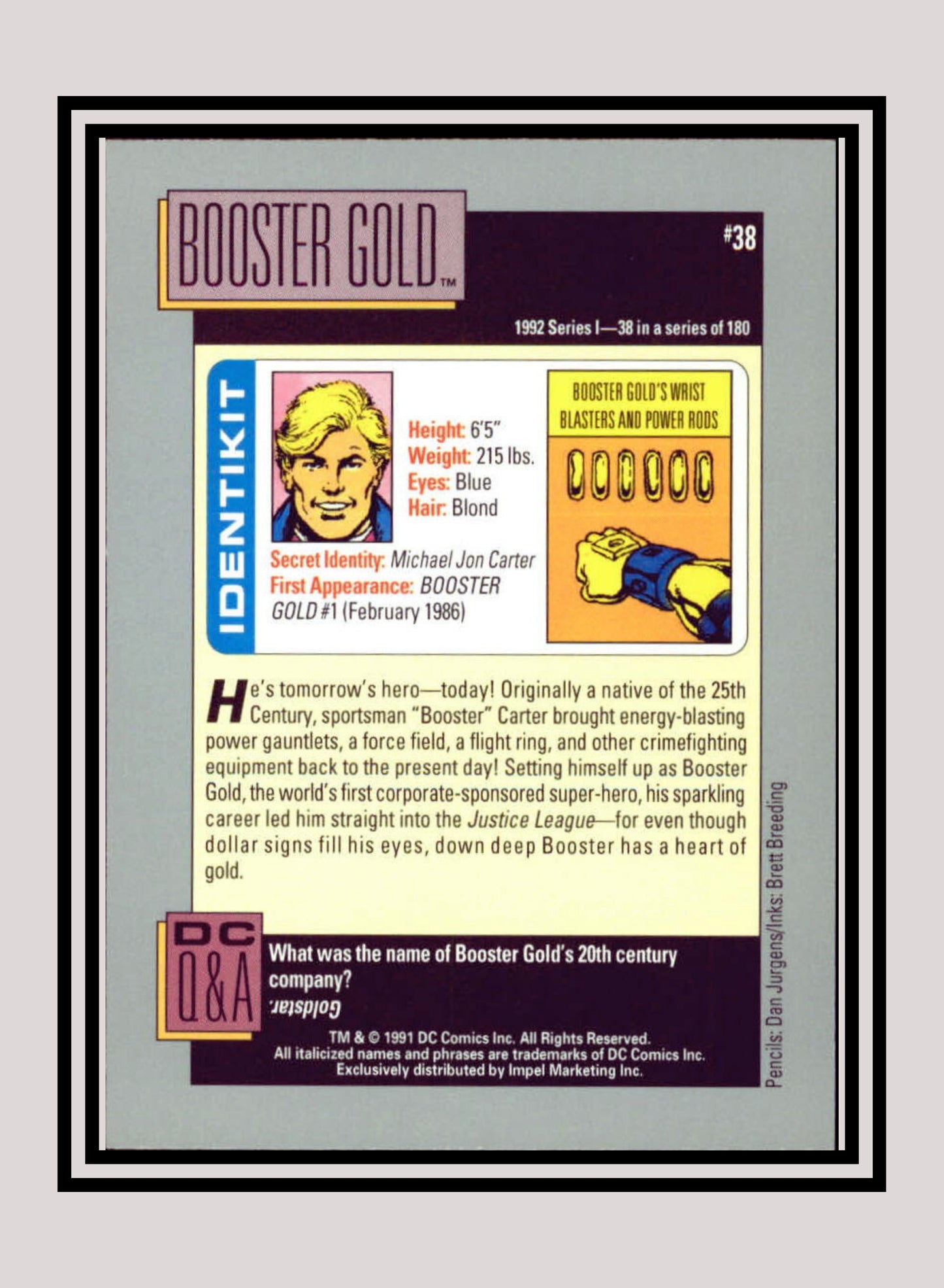 DC! 1x Booster Gold - Base (#038 - 1991 Impel DC Cosmic Cards)