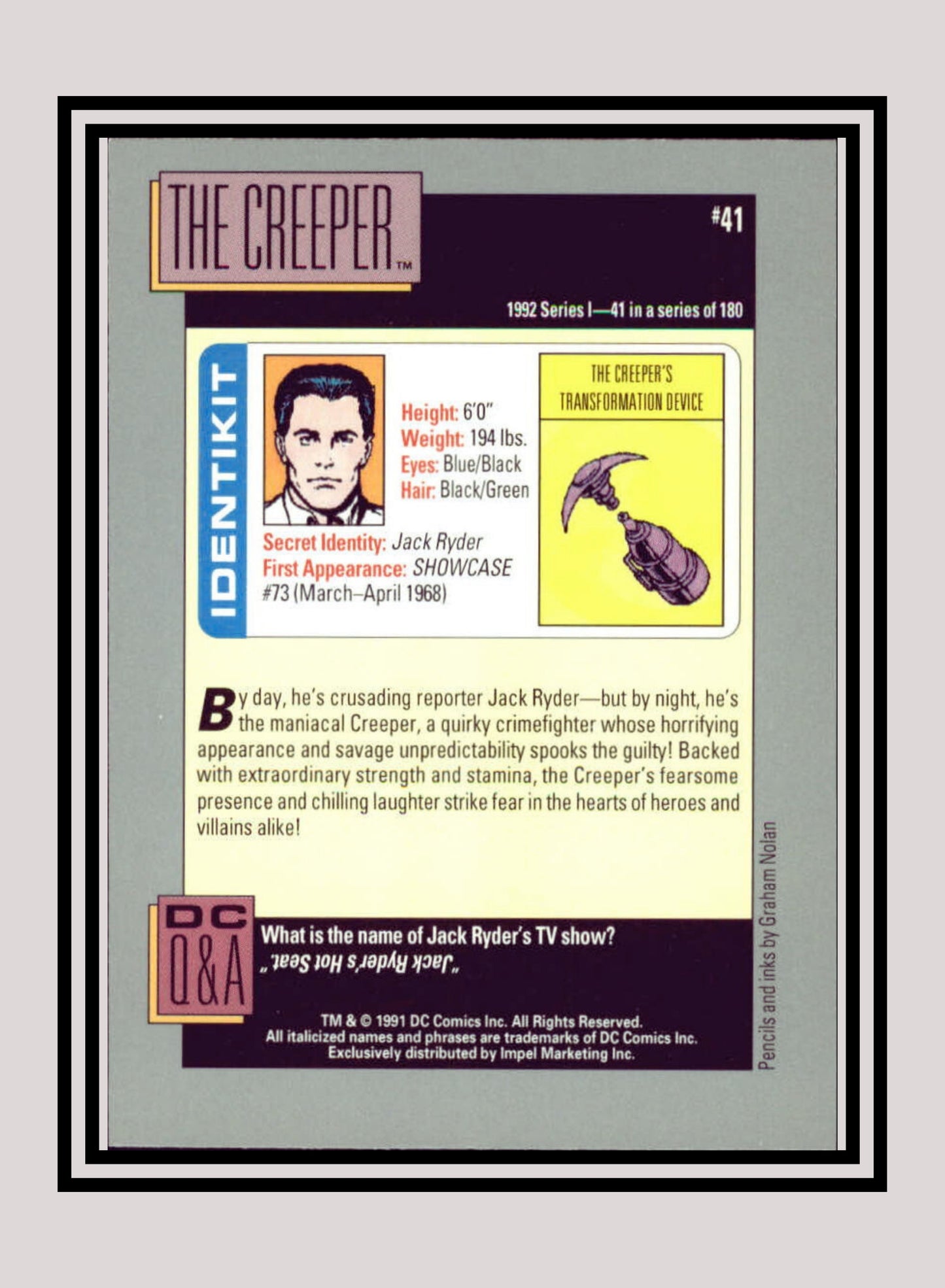 DC! 1x The Creeper - Base (#041 - 1991 Impel DC Cosmic Cards)
