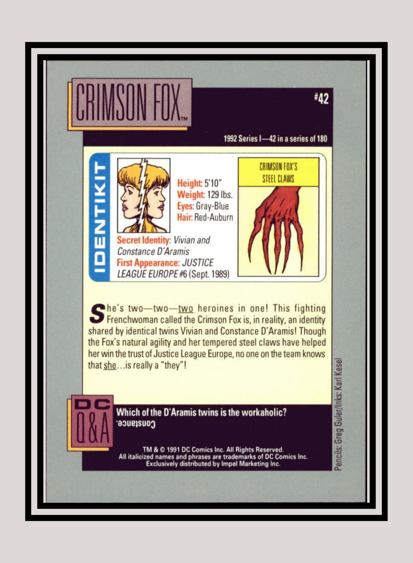 DC! 1x Crimson Fox - Base (#042 - 1991 Impel DC Cosmic Cards)