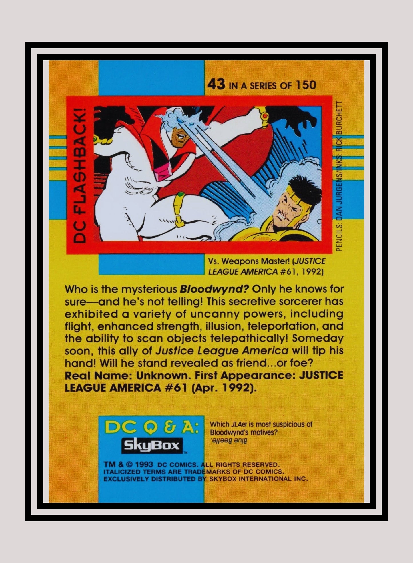 DC! 1x Bloodwynd - Base (#043 - 1993 Skybox DC Cosmic Teams)