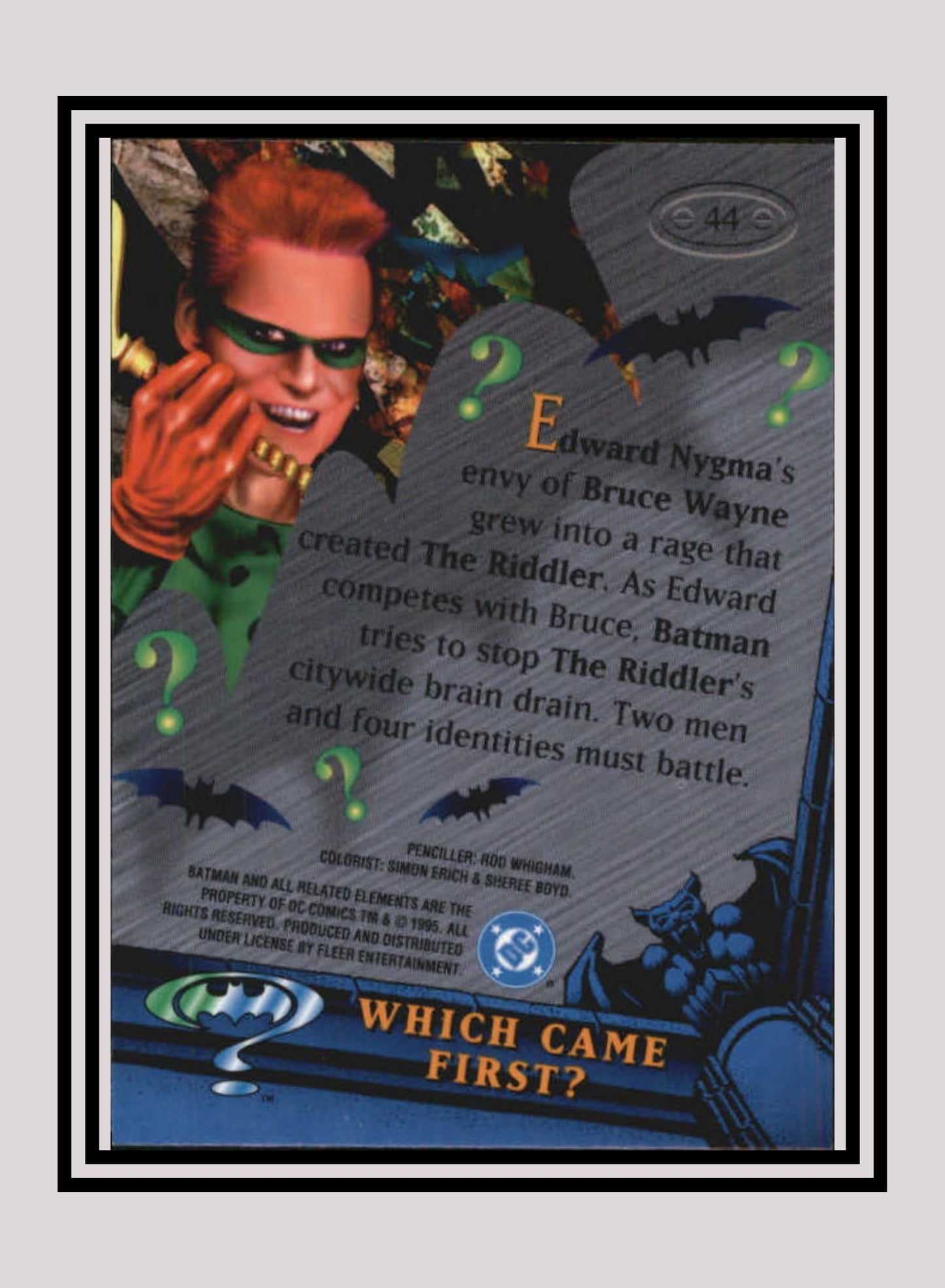 DC! 1x Which Came First? - Base Metal (#044 - 1995 Fleer Batman Forever Metal)