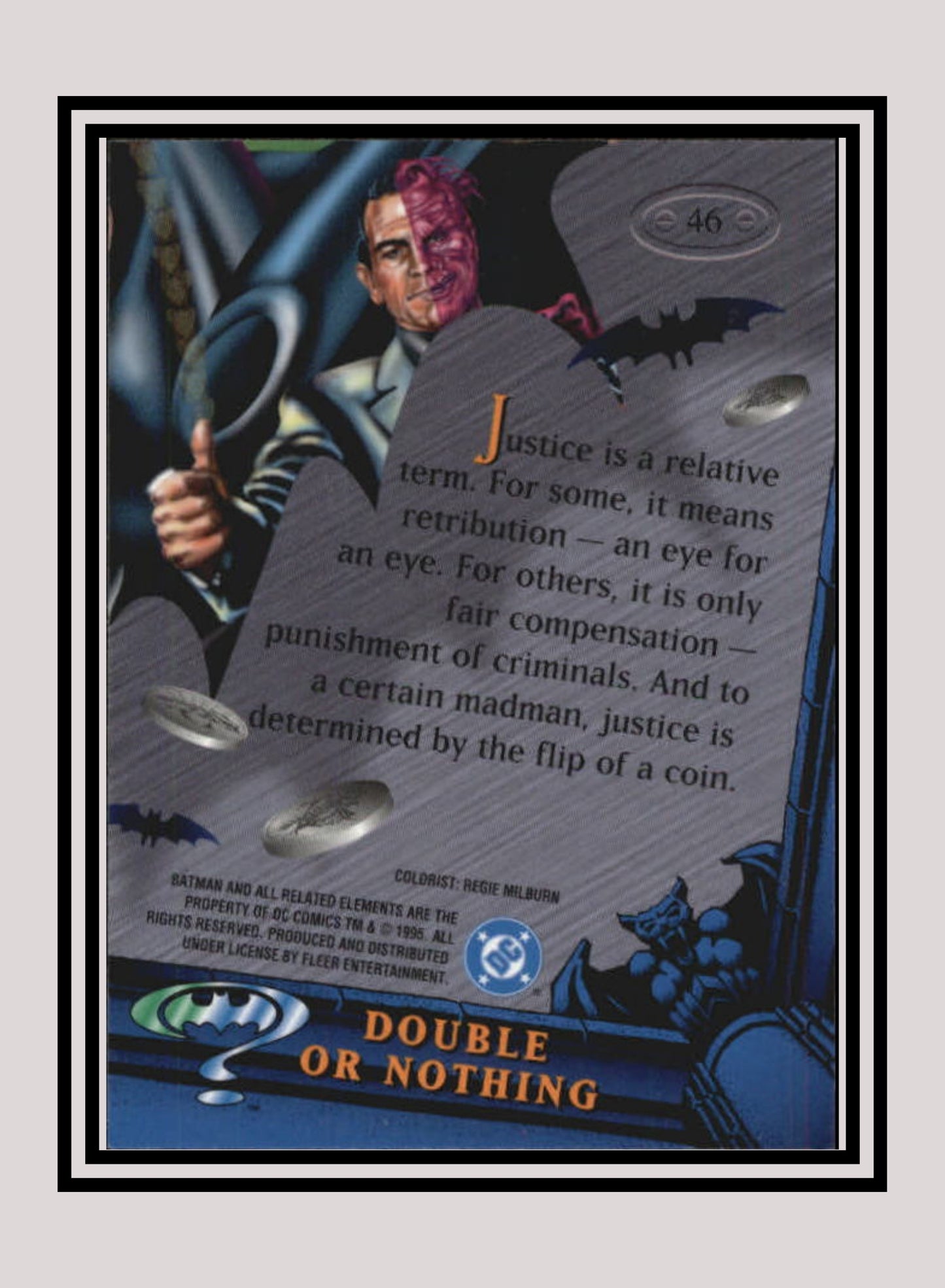 DC! 1x Double or Nothing - Base Metal (#046 - 1995 Fleer Batman Forever Metal)
