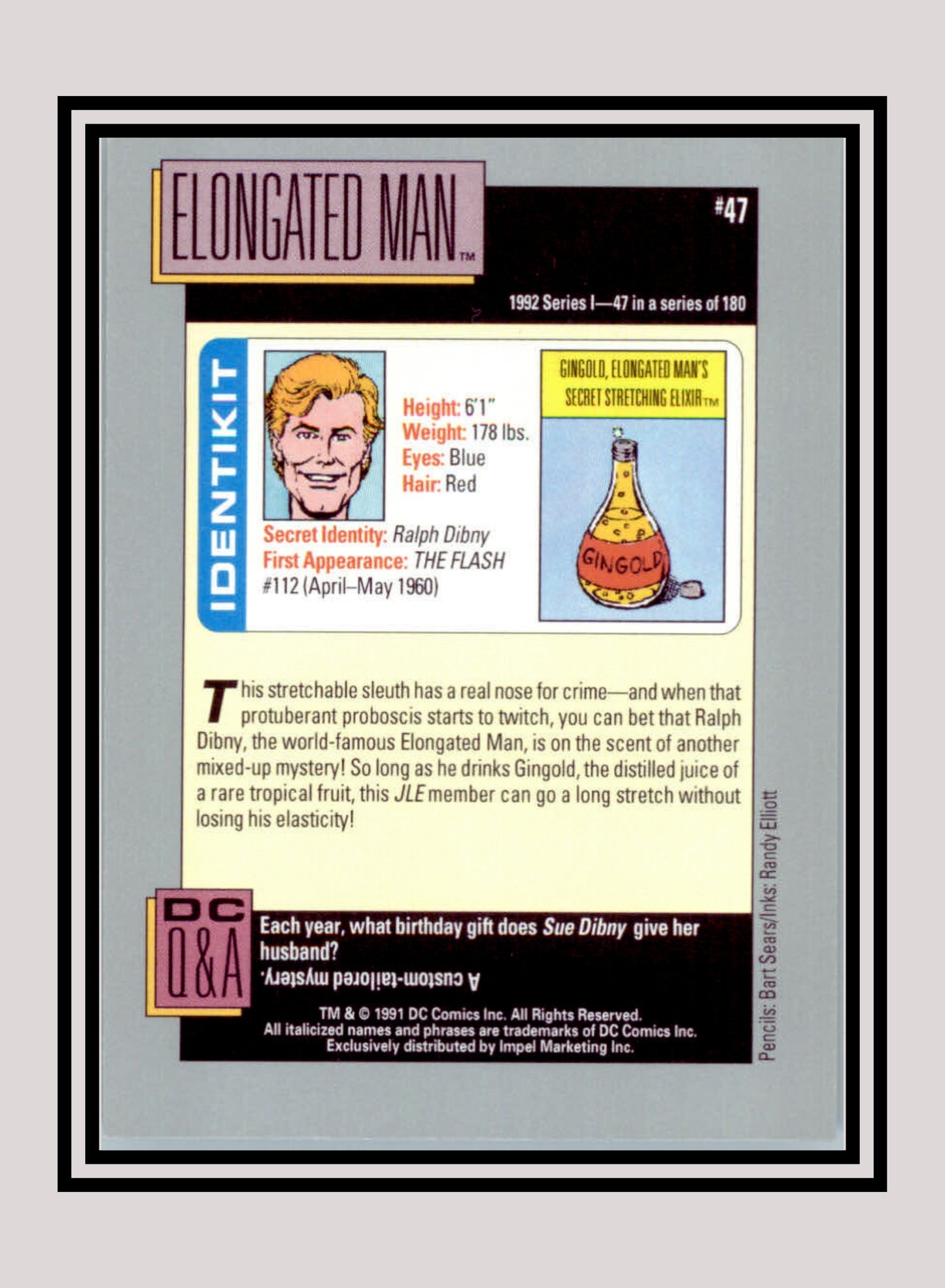 DC! 1x Elongated Man - Base (#047 - 1991 Impel DC Cosmic Cards)