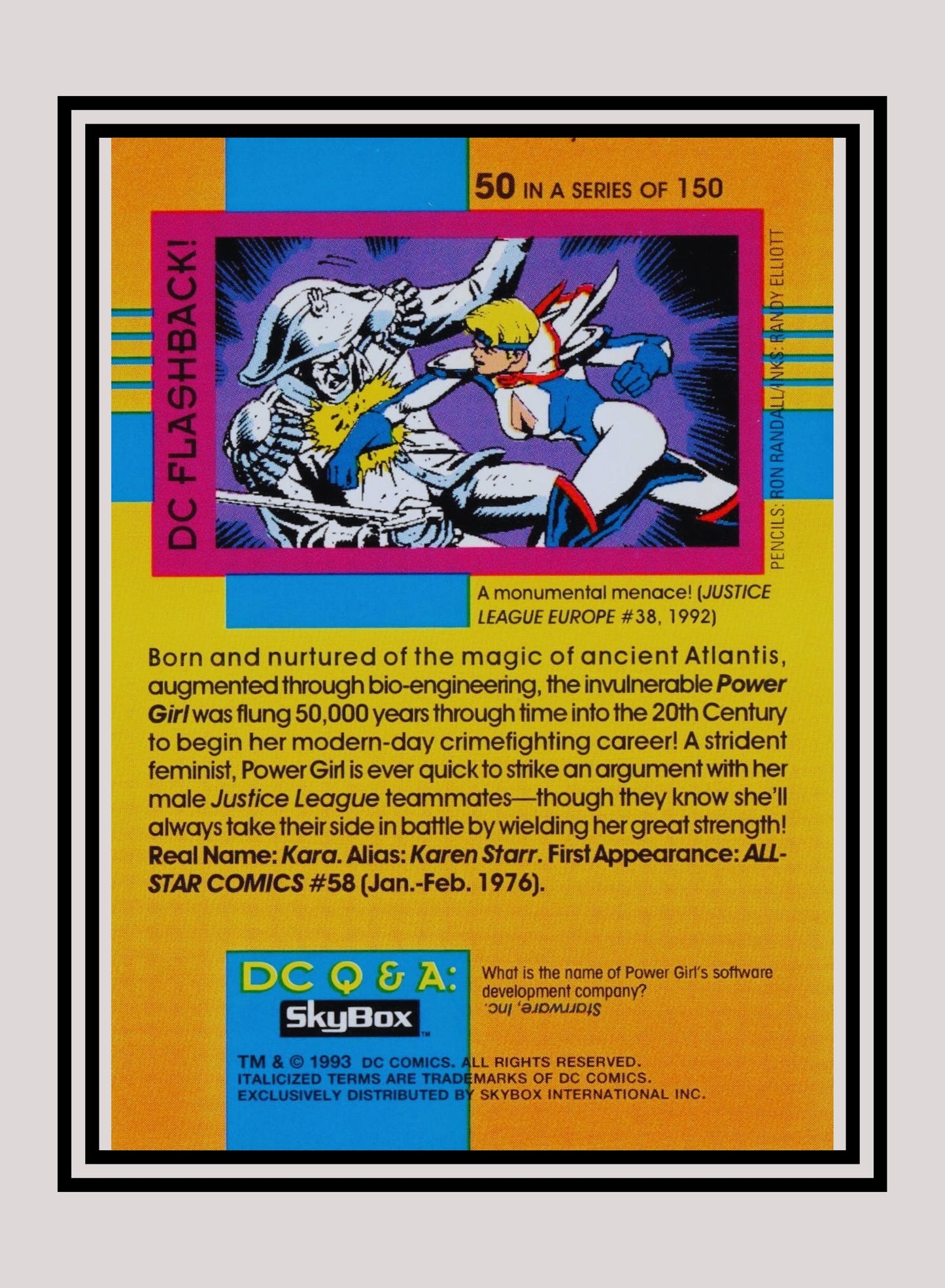 DC! 1x Power Girl - Base (#050 - 1993 Skybox DC Cosmic Teams)