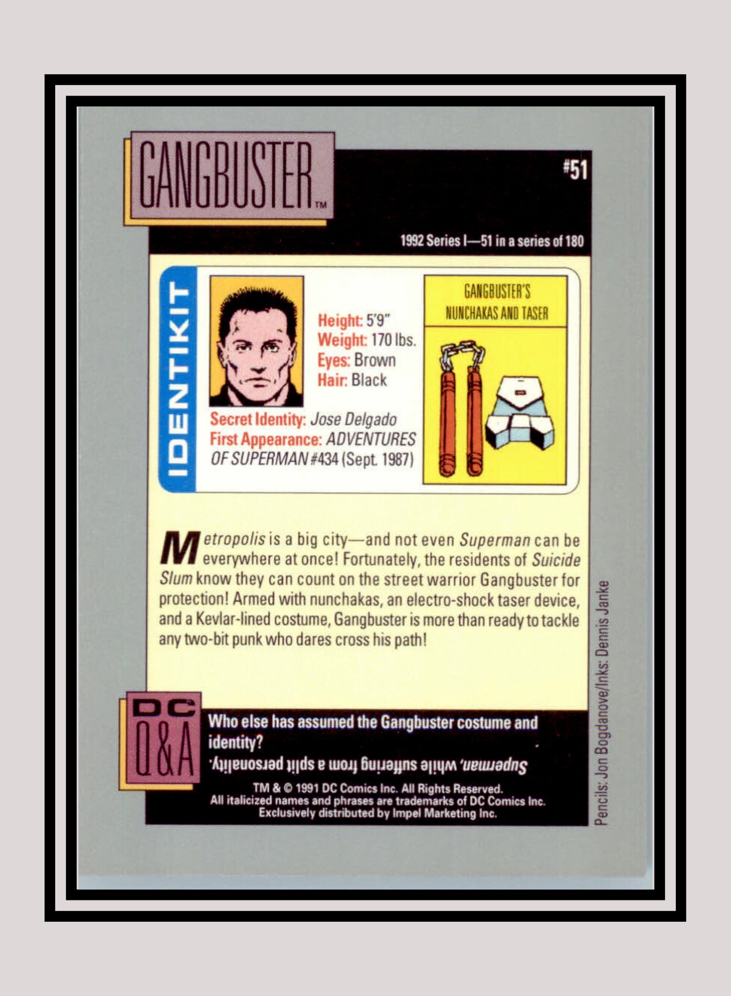 DC! 1x Gangbuster - Base (#051 - 1991 Impel DC Cosmic Cards)