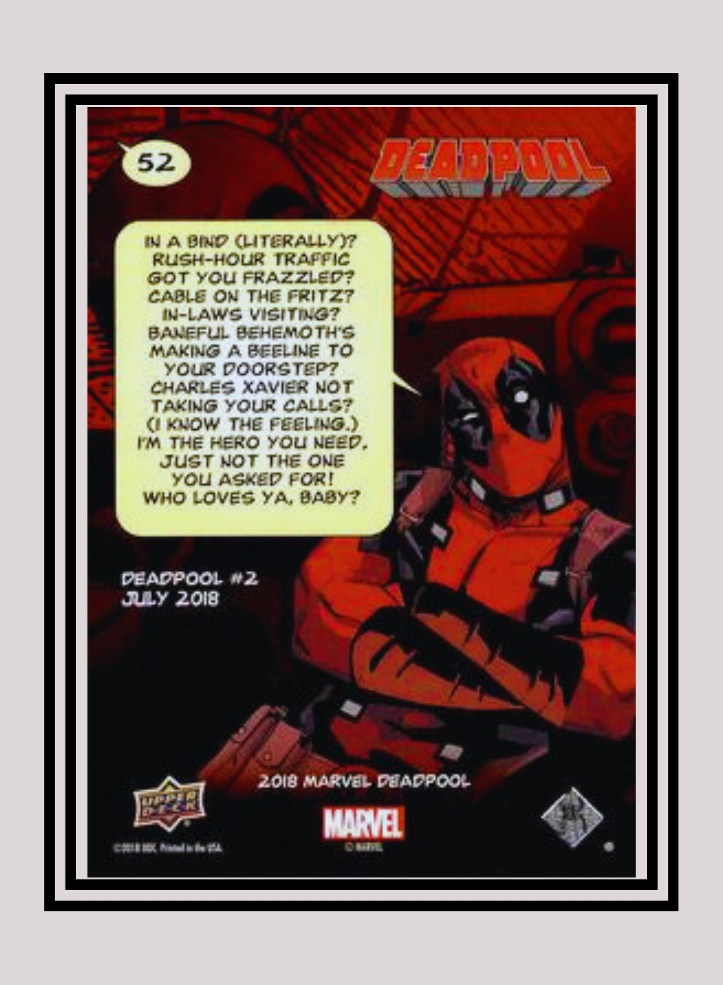 Marvel! 1x Garage - Base (#052 - 2019 Upper Deck Deadpool)