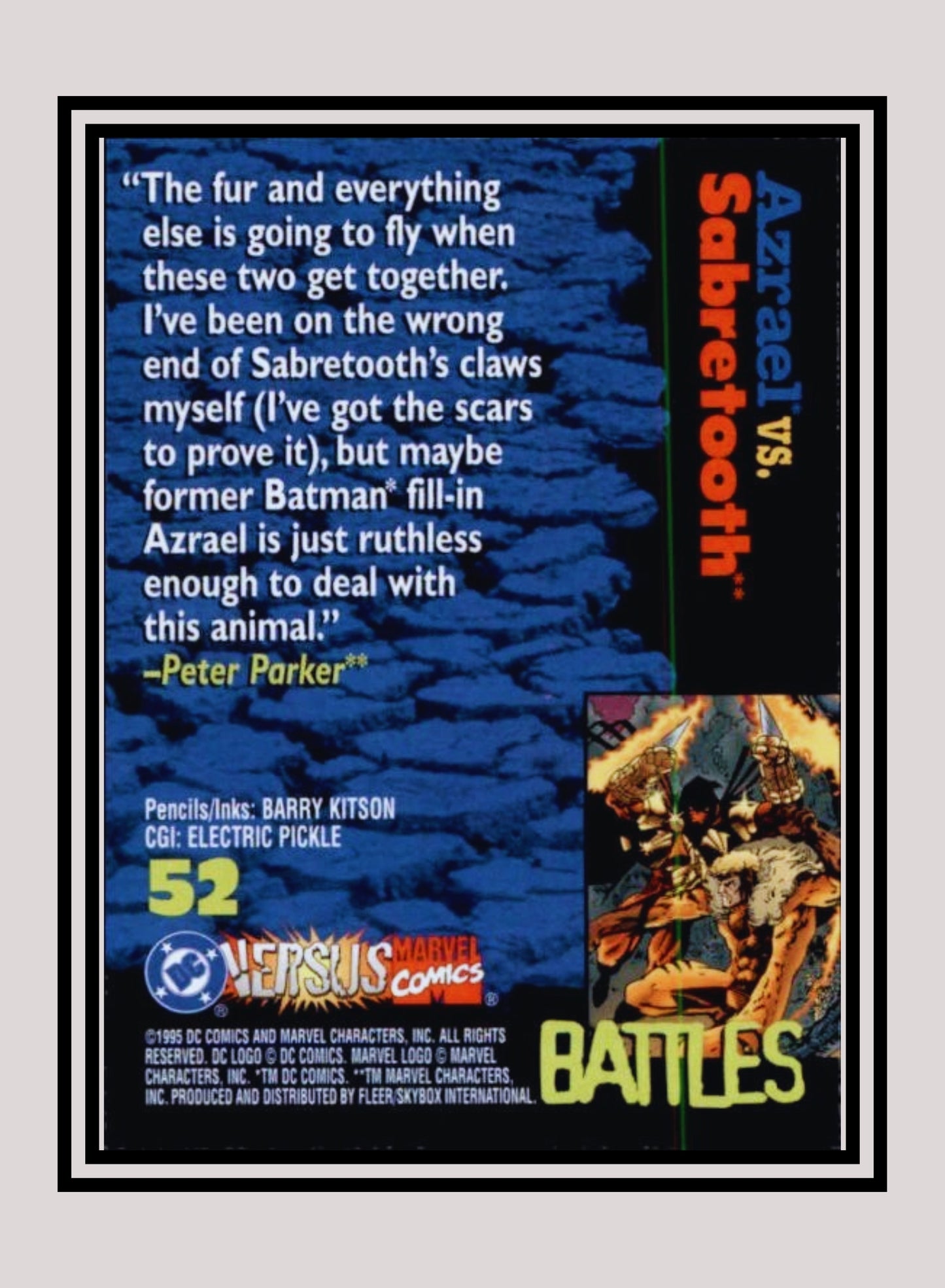 Marvel! 1x Azrael vs. Sabretooth - Base (#052 - 1995 Fleer DC vs. Marvel Comics)