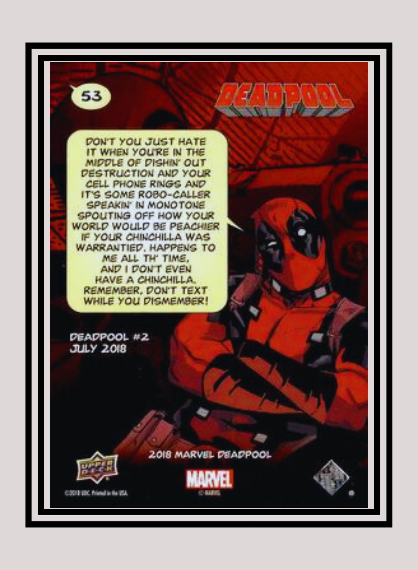 Marvel! 1x Taking A Call - Base (#053 - 2019 Upper Deck Deadpool)