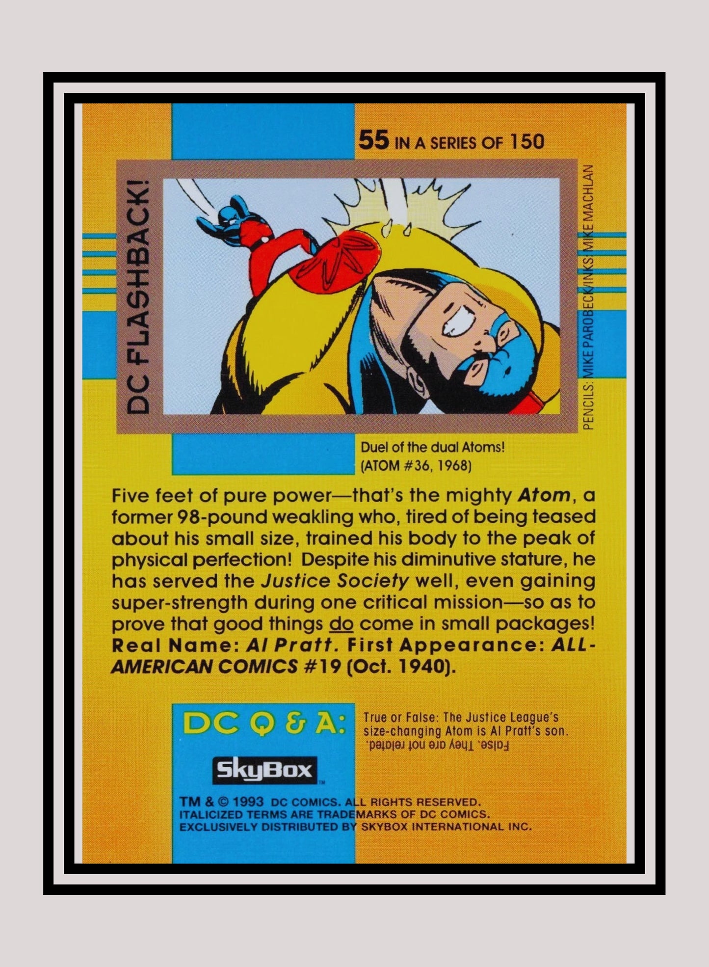DC! 1x Golden Age Atom - Base (#055 - 1993 Skybox DC Cosmic Teams)