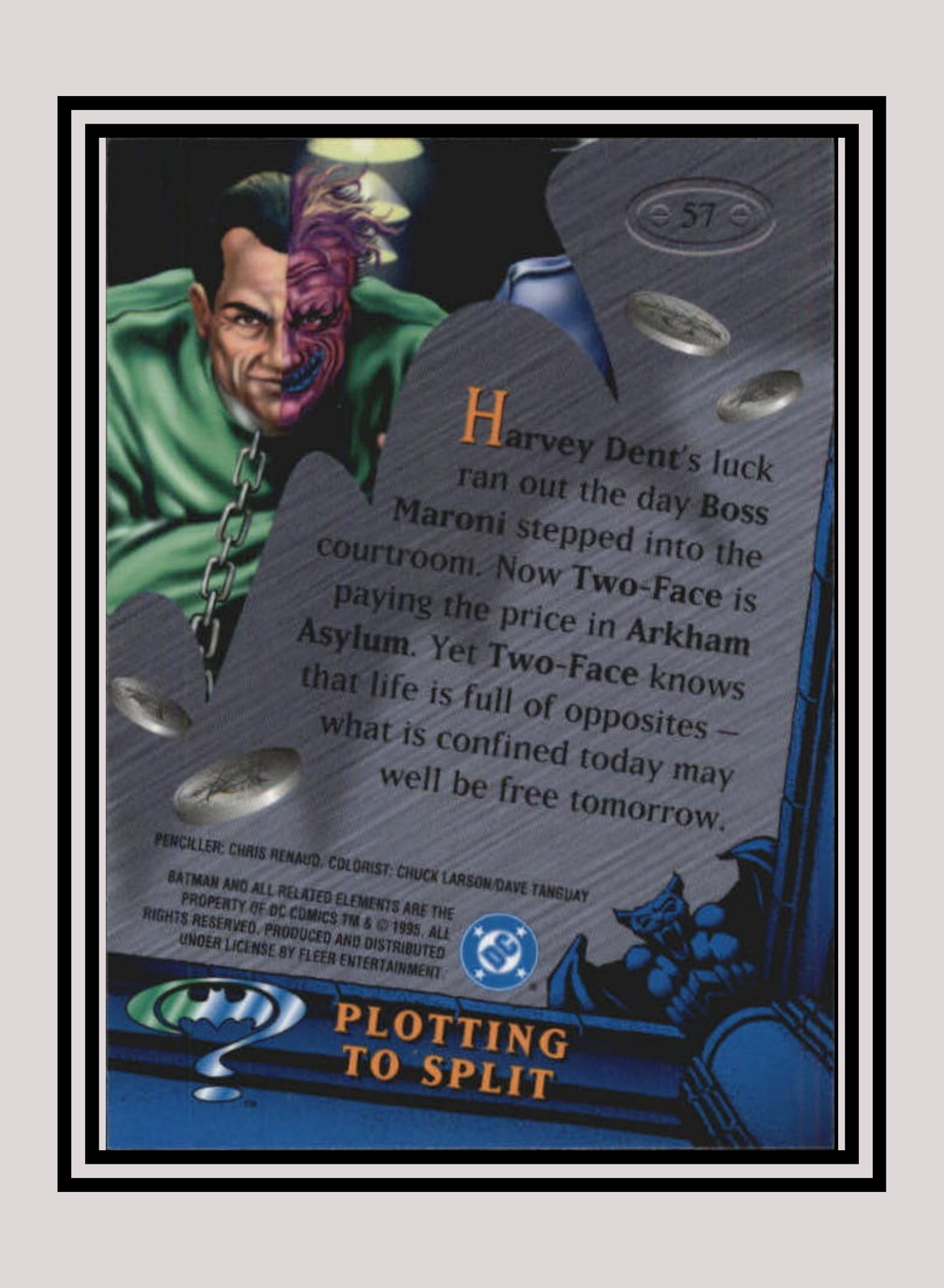 DC! 1x Plotting to Split - Base Metal (#057 - 1995 Fleer Batman Forever Metal)