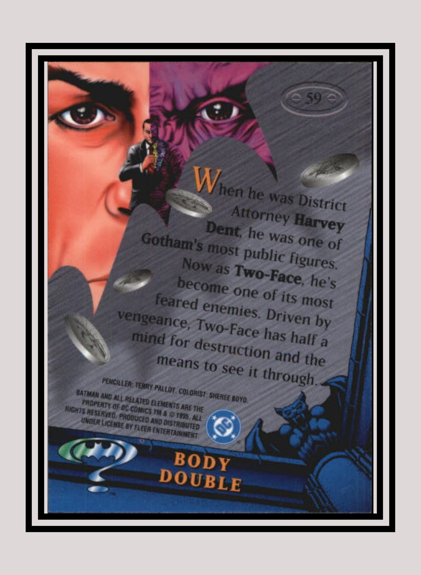 DC! 1x Body Double - Base Metal (#059 - 1995 Fleer Batman Forever Metal)