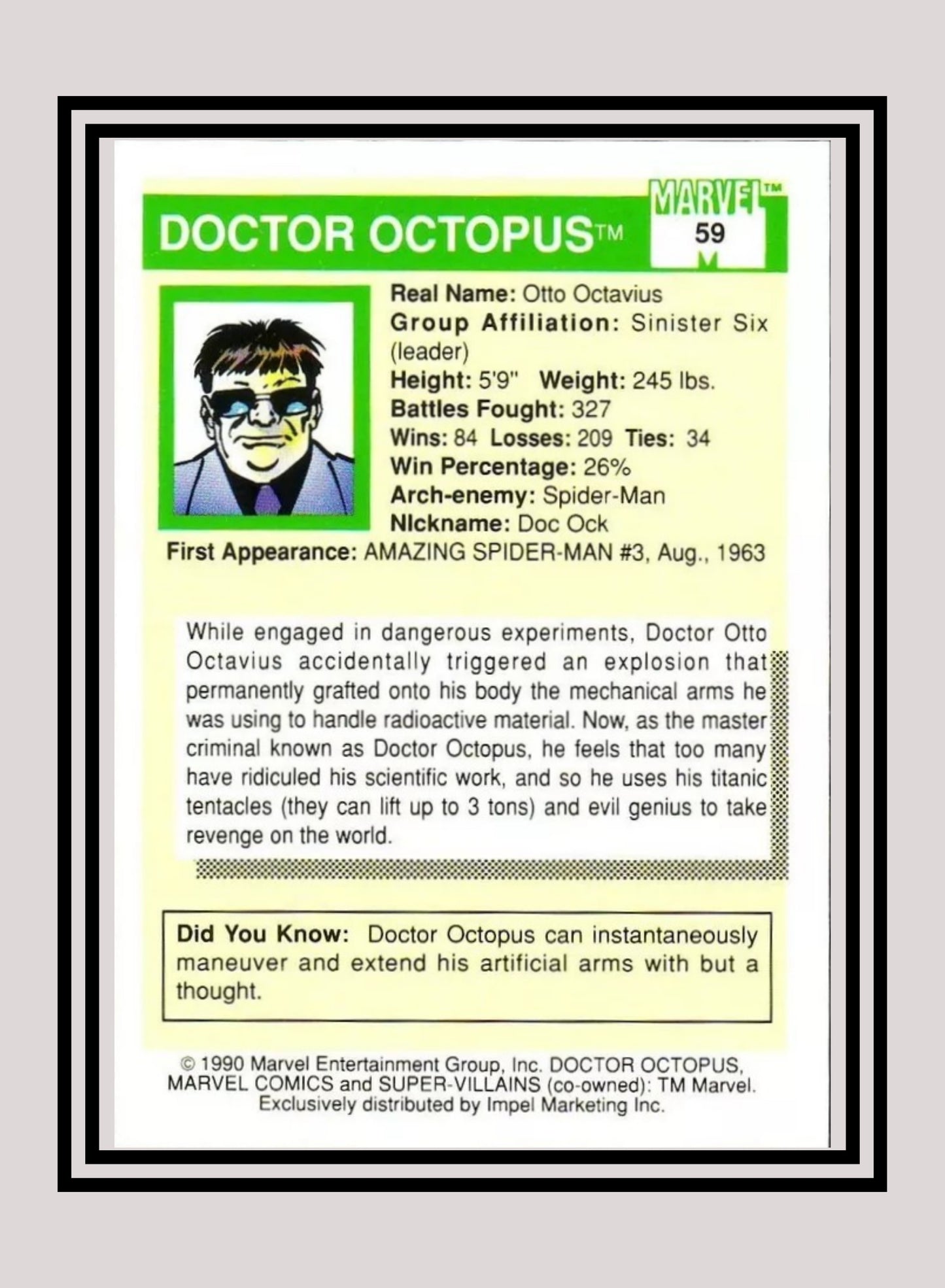 Marvel! 1x Doctor Octopus - Base (#059 - 1990 Impel Marvel Universe Series I)