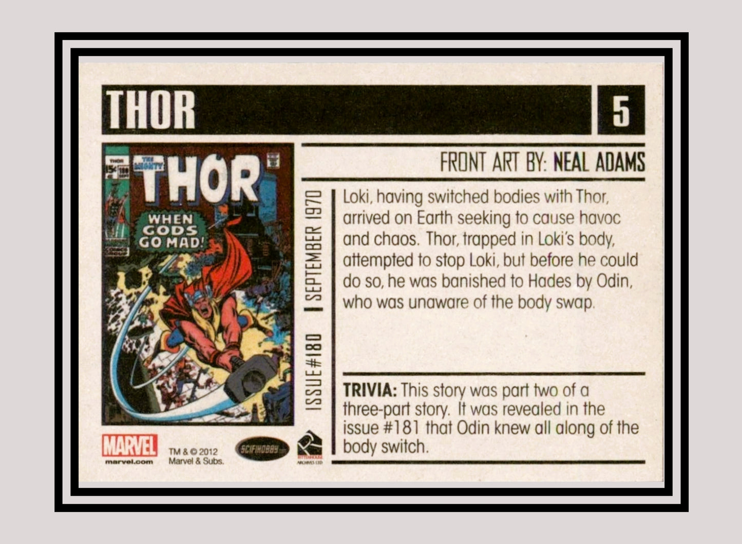 Marvel! 1x The Mighty Thor #180 - Base (#05 - 2012 Rittenhouse Marvel Bronze Age)
