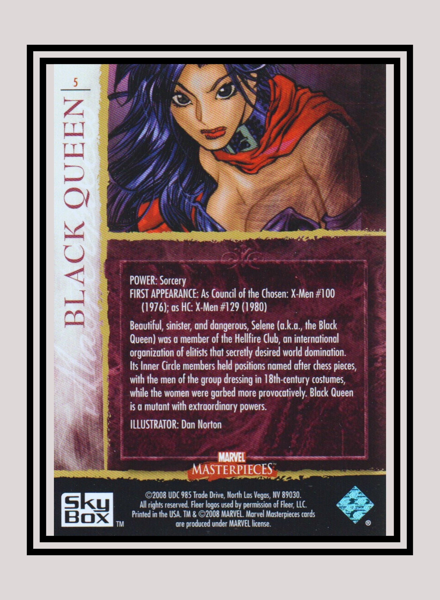 Marvel! 1x Black Queen - Base (#05 - 2008 Upper Deck Marvel Masterpieces Series 2)