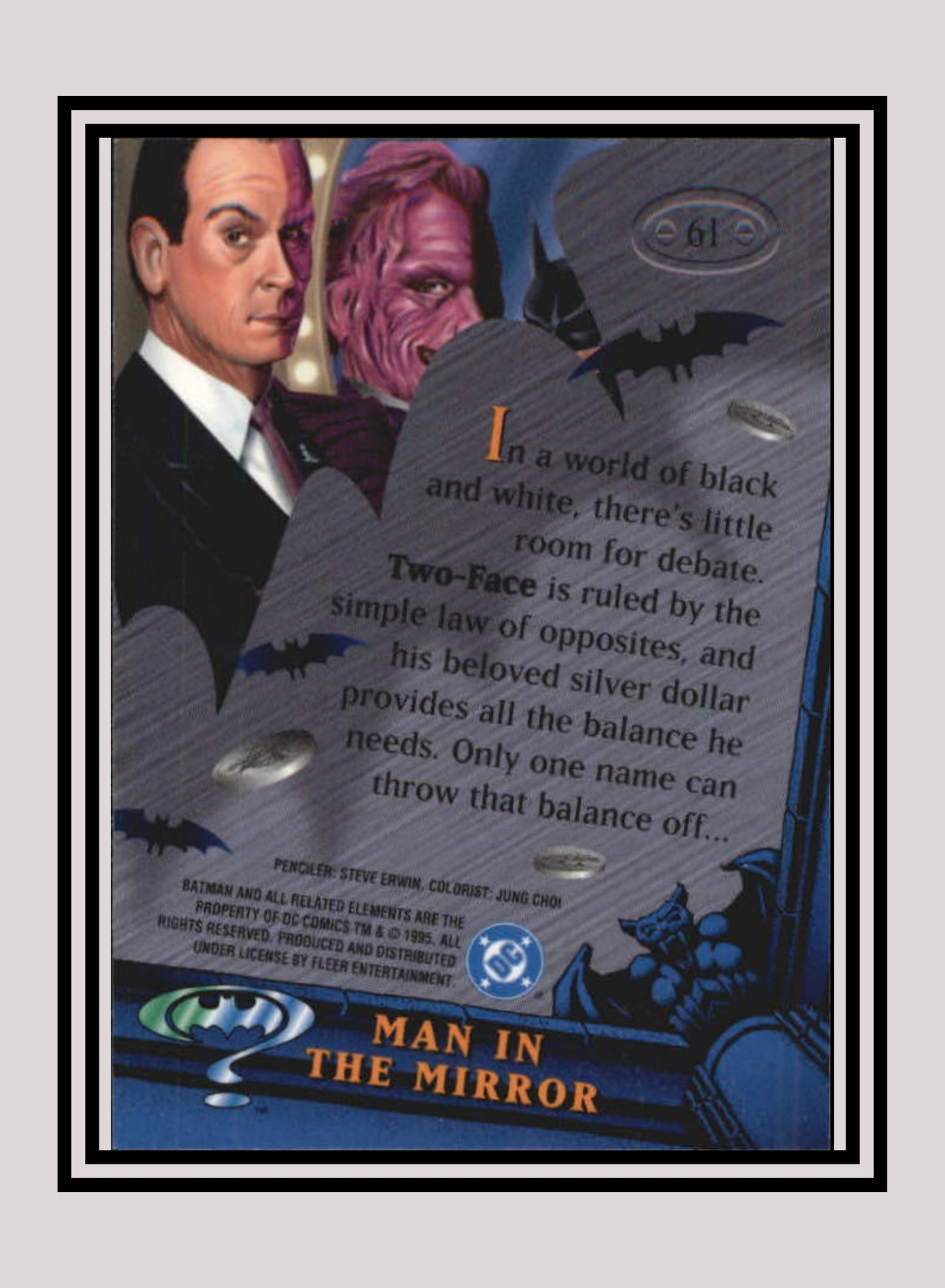 DC! 1x Man in the Mirror - Base Metal (#061 - 1995 Fleer Batman Forever Metal)
