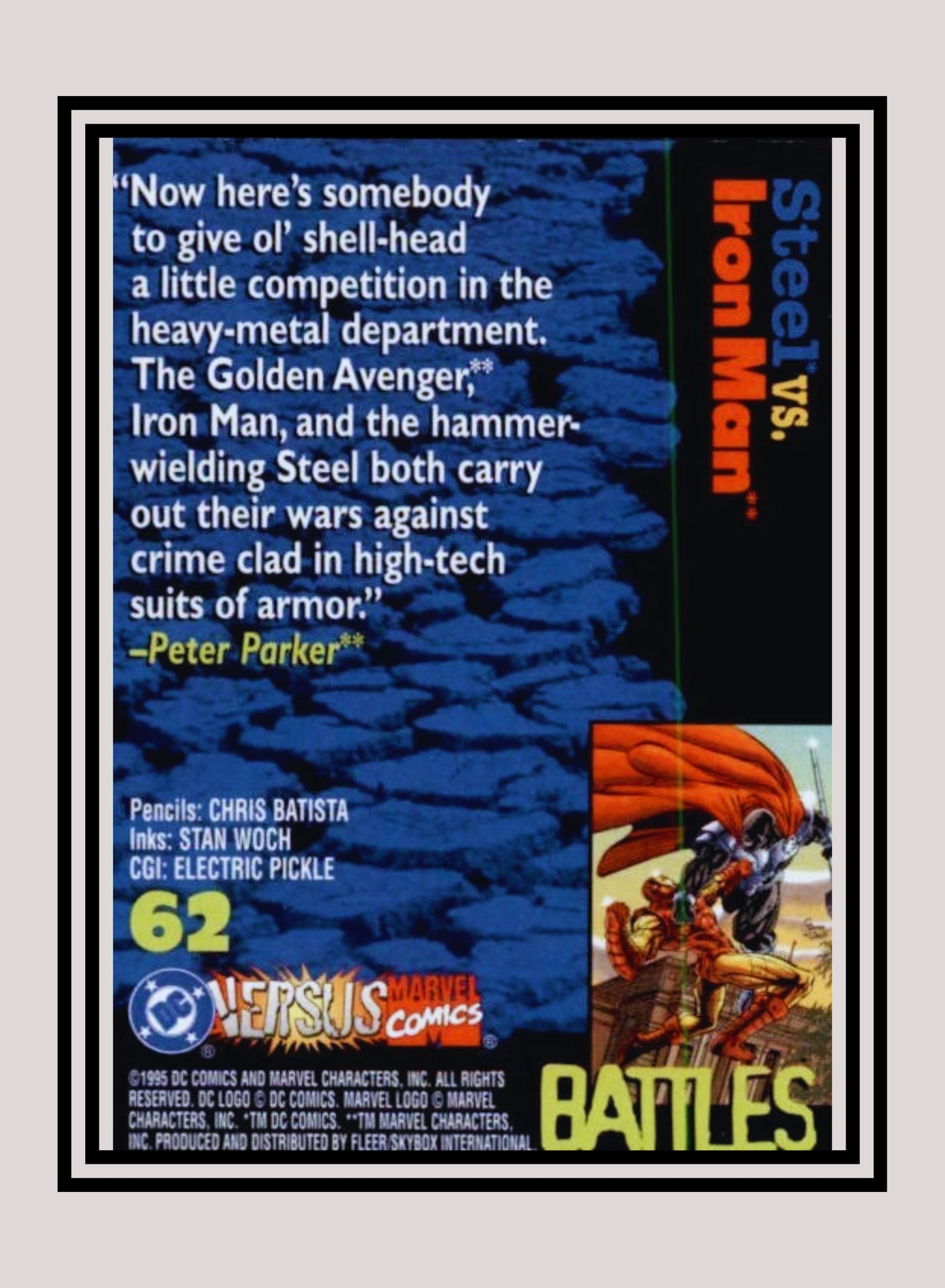 Marvel! 1x Steel vs. Iron Man - Base (#062 - 1995 Fleer DC vs. Marvel Comics)