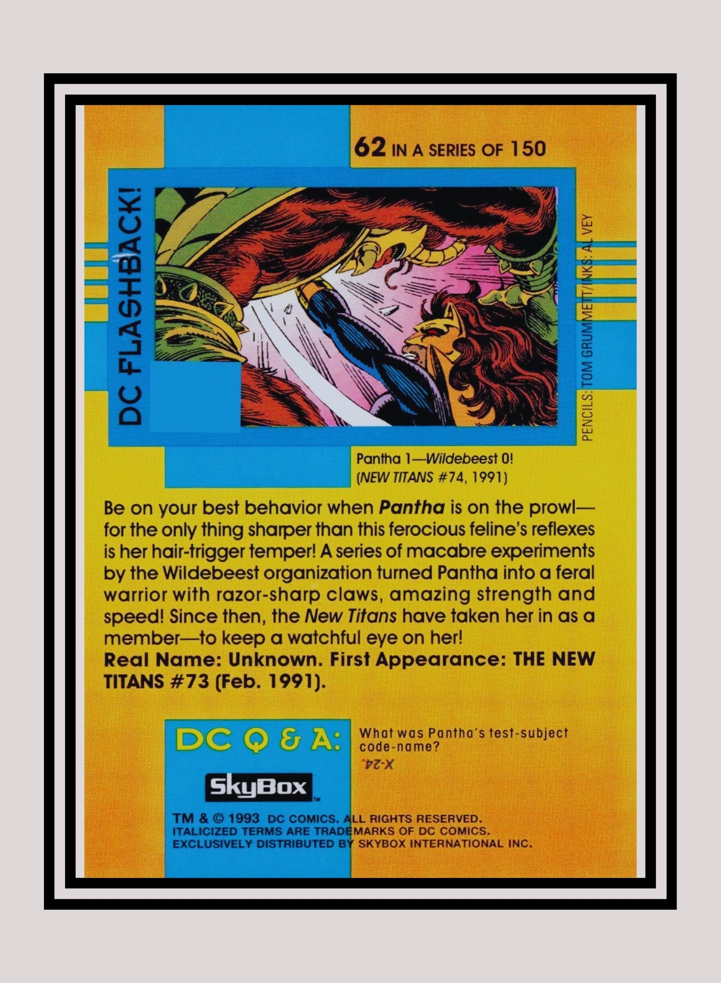 DC! 1x Pantha - Base (#062 - 1993 Skybox DC Cosmic Teams)